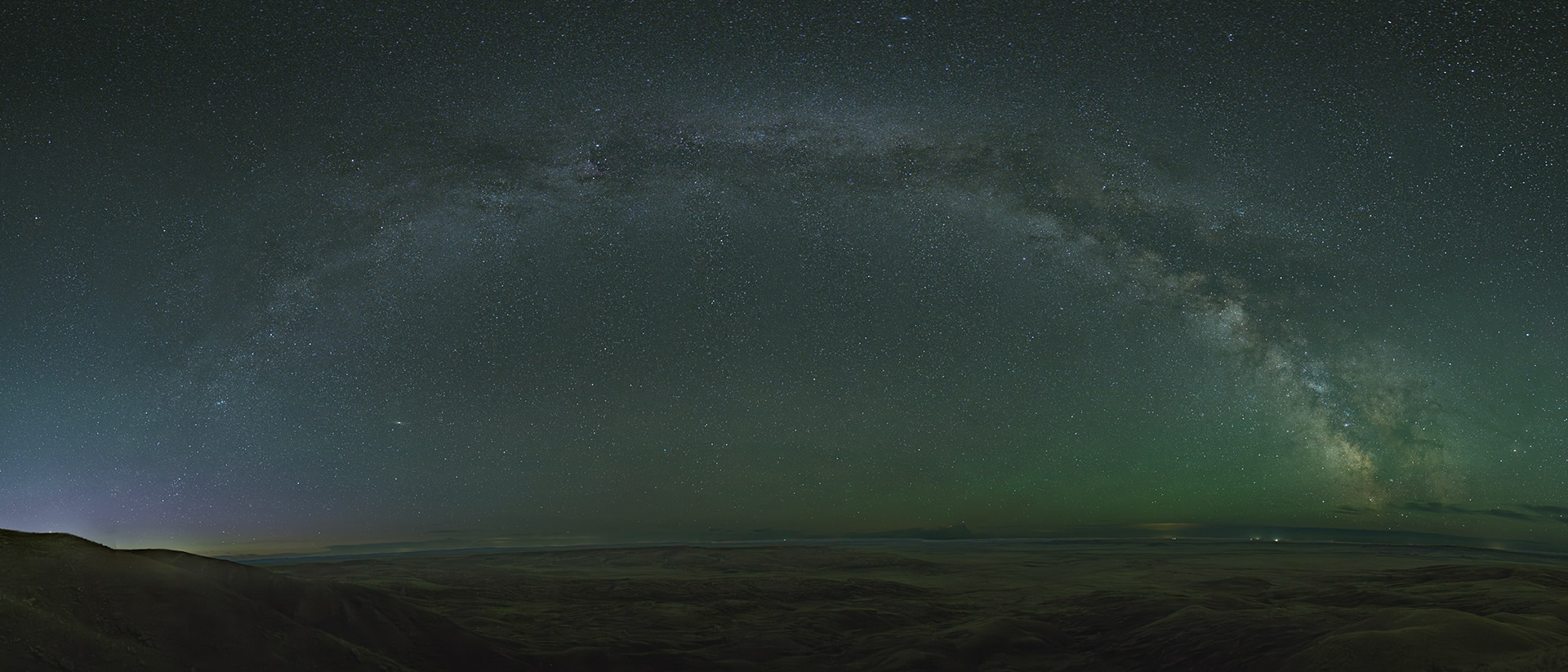 Milky way arch over Grasslands National Park - West Block, Saskatchewan.