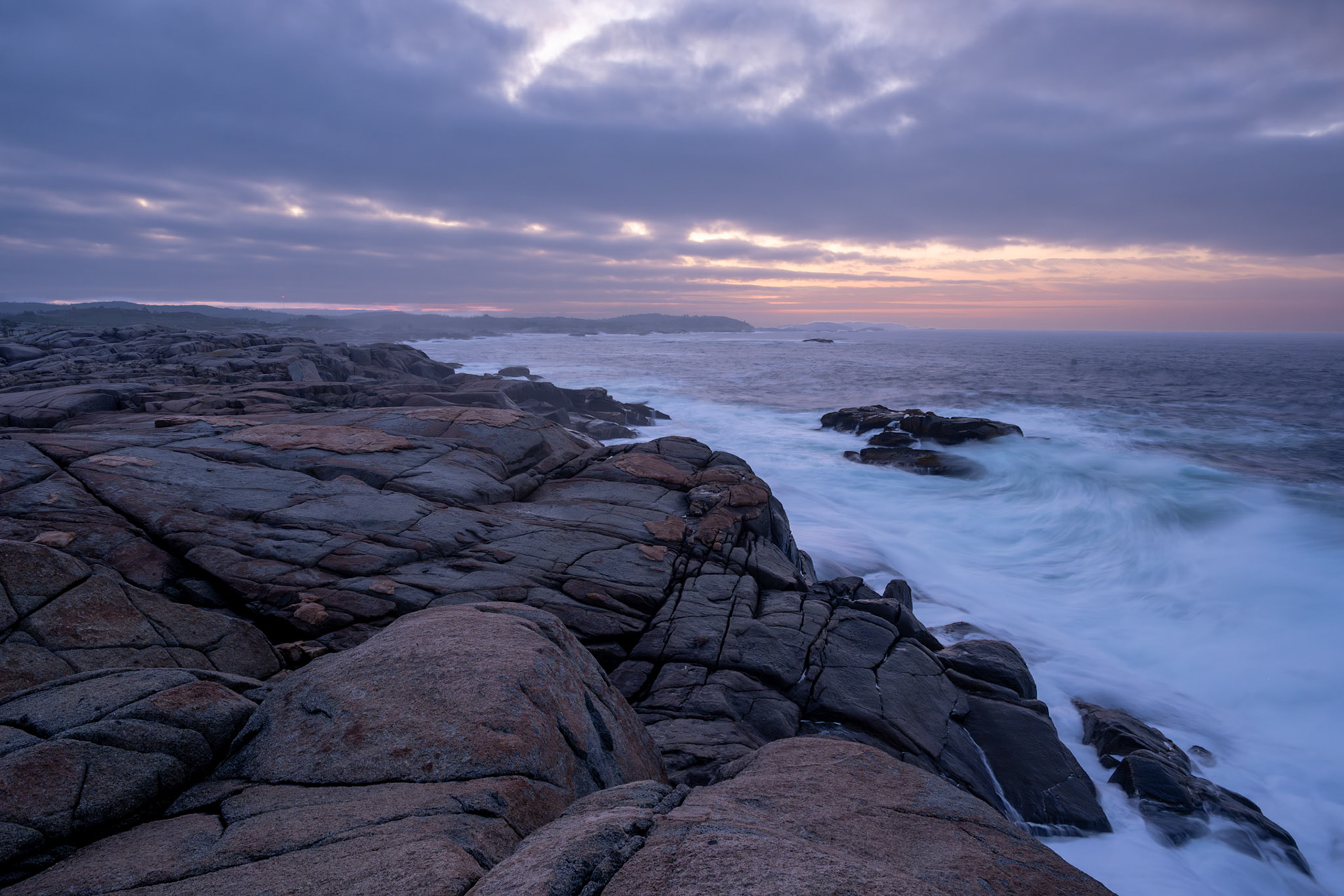 Sunrise north of Peggy's Cove, Nova Scotia.