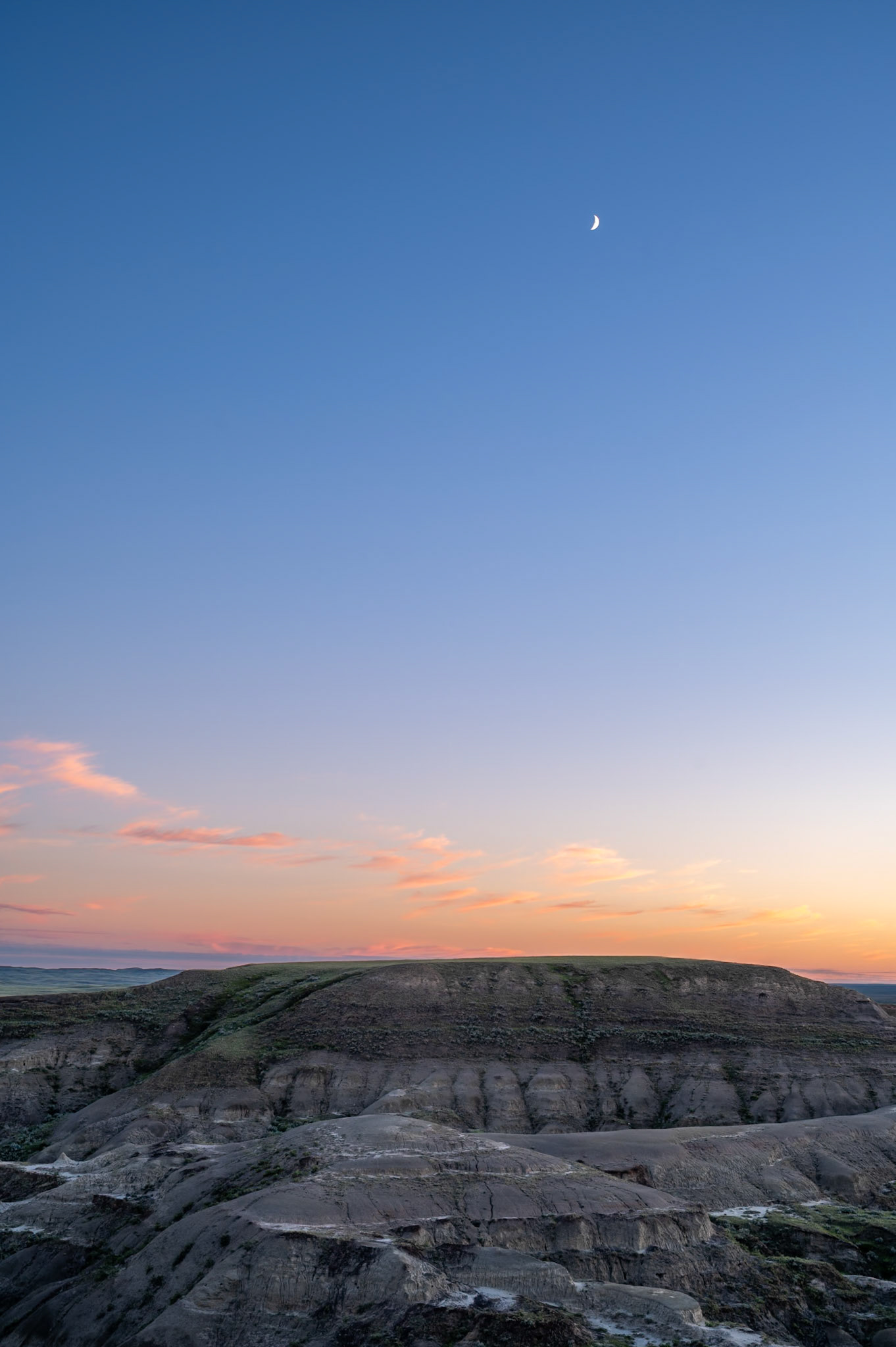 Moonrise over Grasslands National Park - East Block, Saskatchewan.