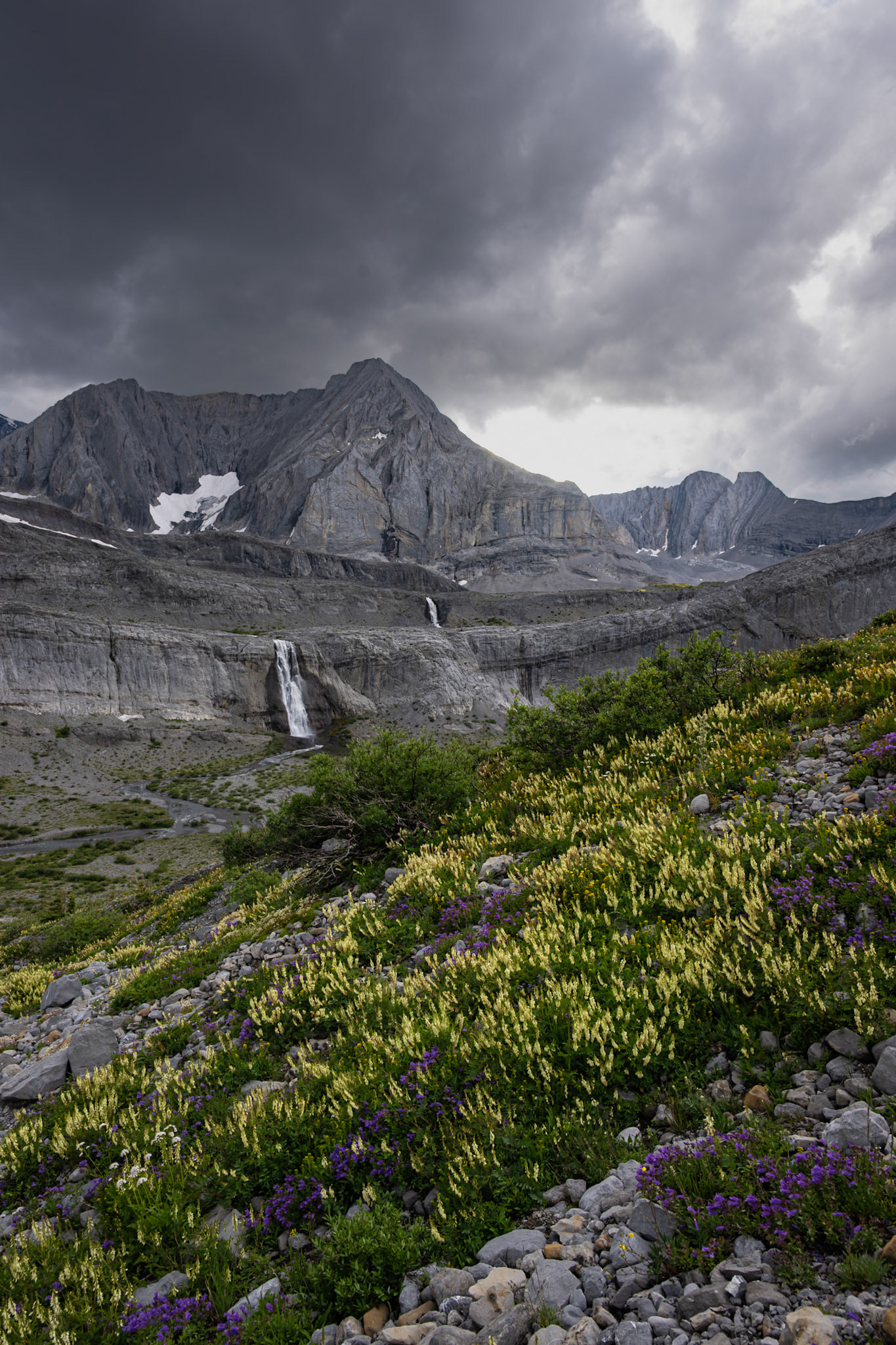 Upper Petain Falls in the Petain Basin of Elk Lakes Provincial Park.