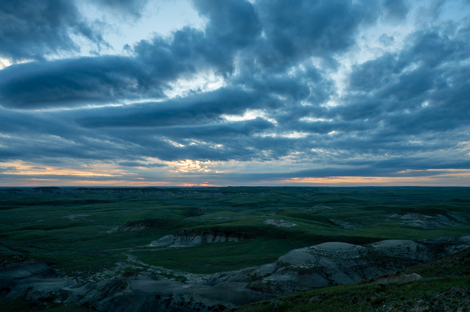 Sunset over Grasslands National Park - East Block, Saskatchewan.