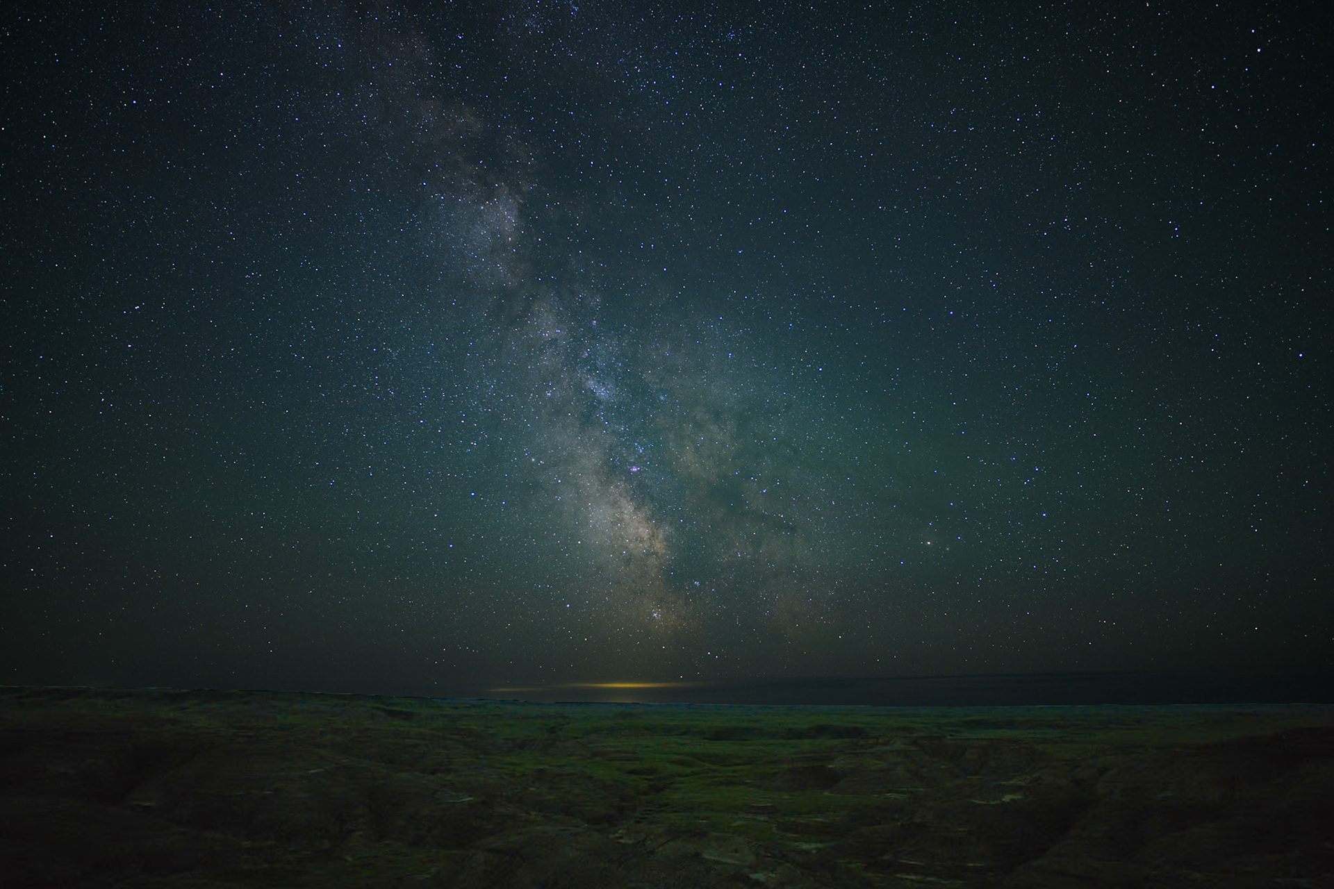 Milky way over Grasslands National Park - East Block, Saskatchewan.