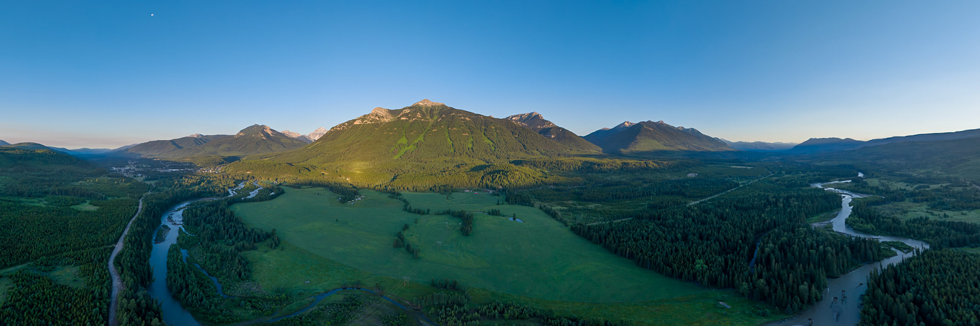 Looking south over Elk River and Elkford, BC.