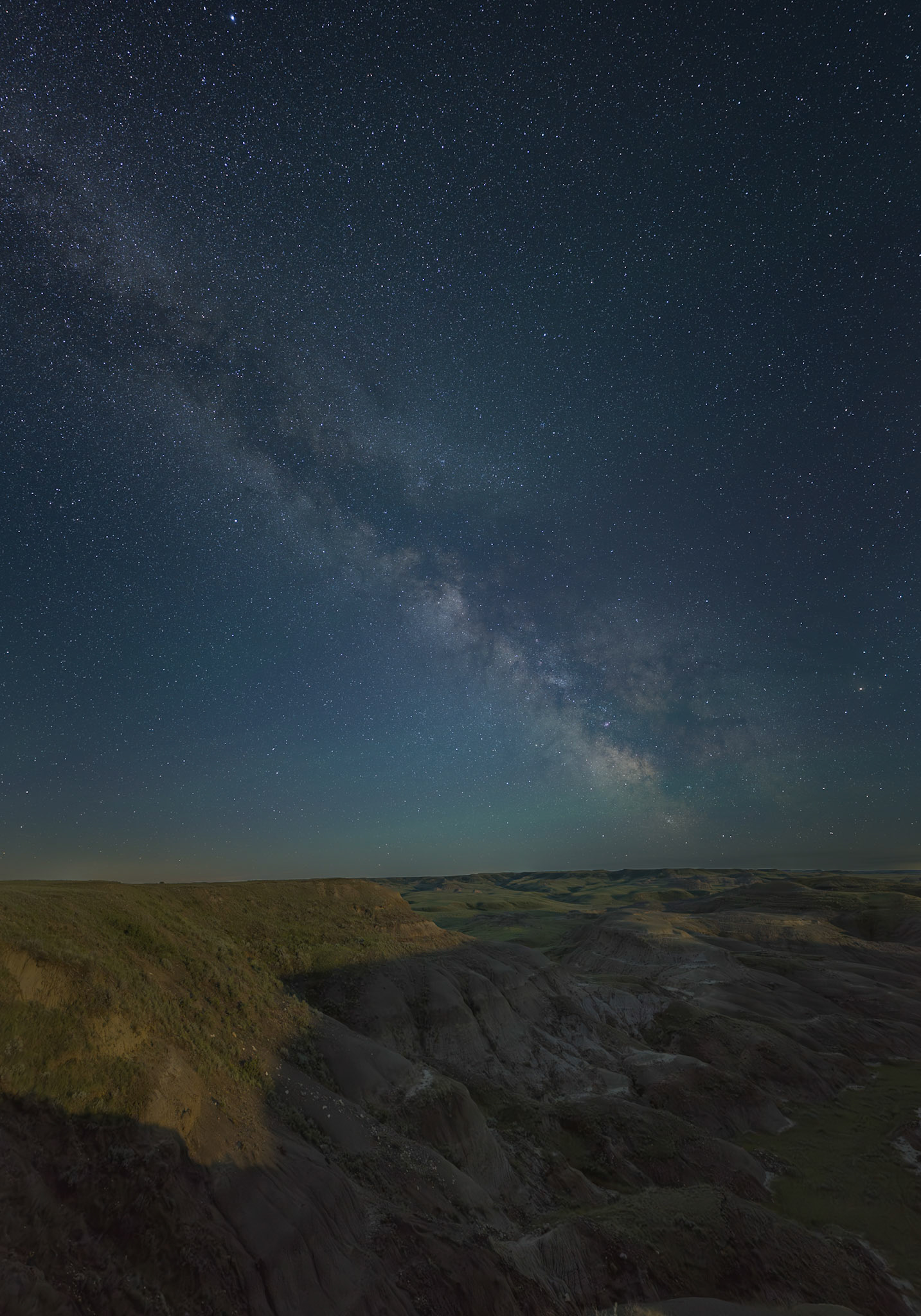 Milky way over Grasslands National Park - East Block, Saskatchewan.