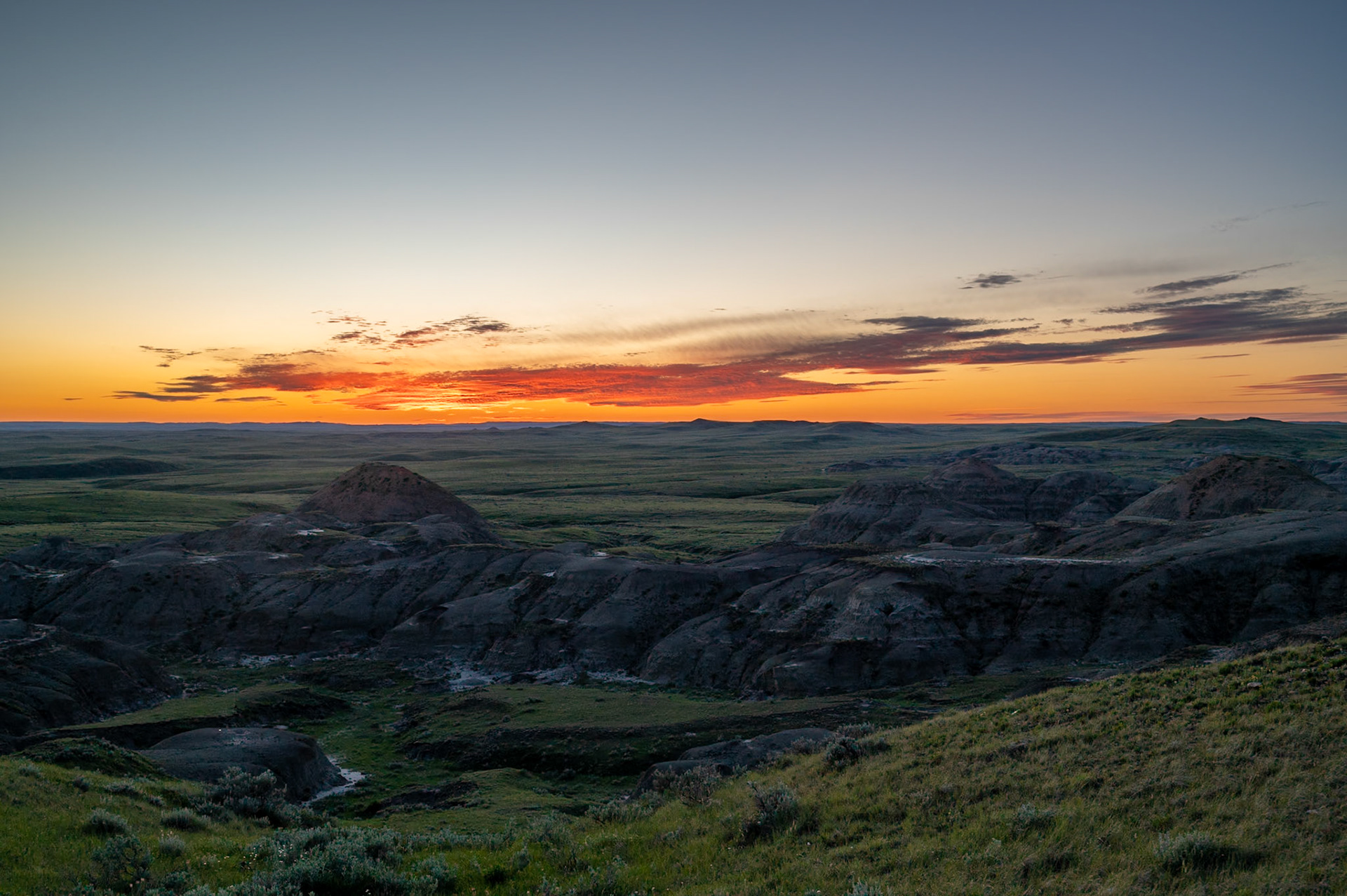 Sunset over Grasslands National Park - East Block, Saskatchewan.