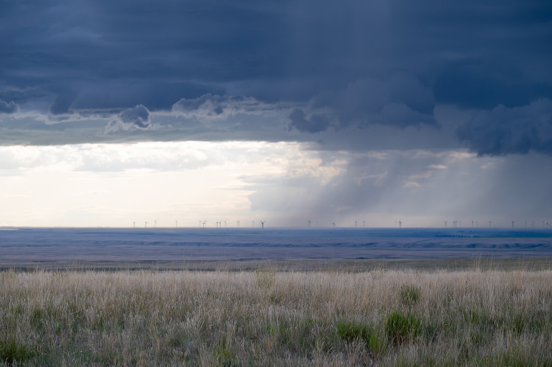 Prairie thunderstorms in the distance in southern Alberta.