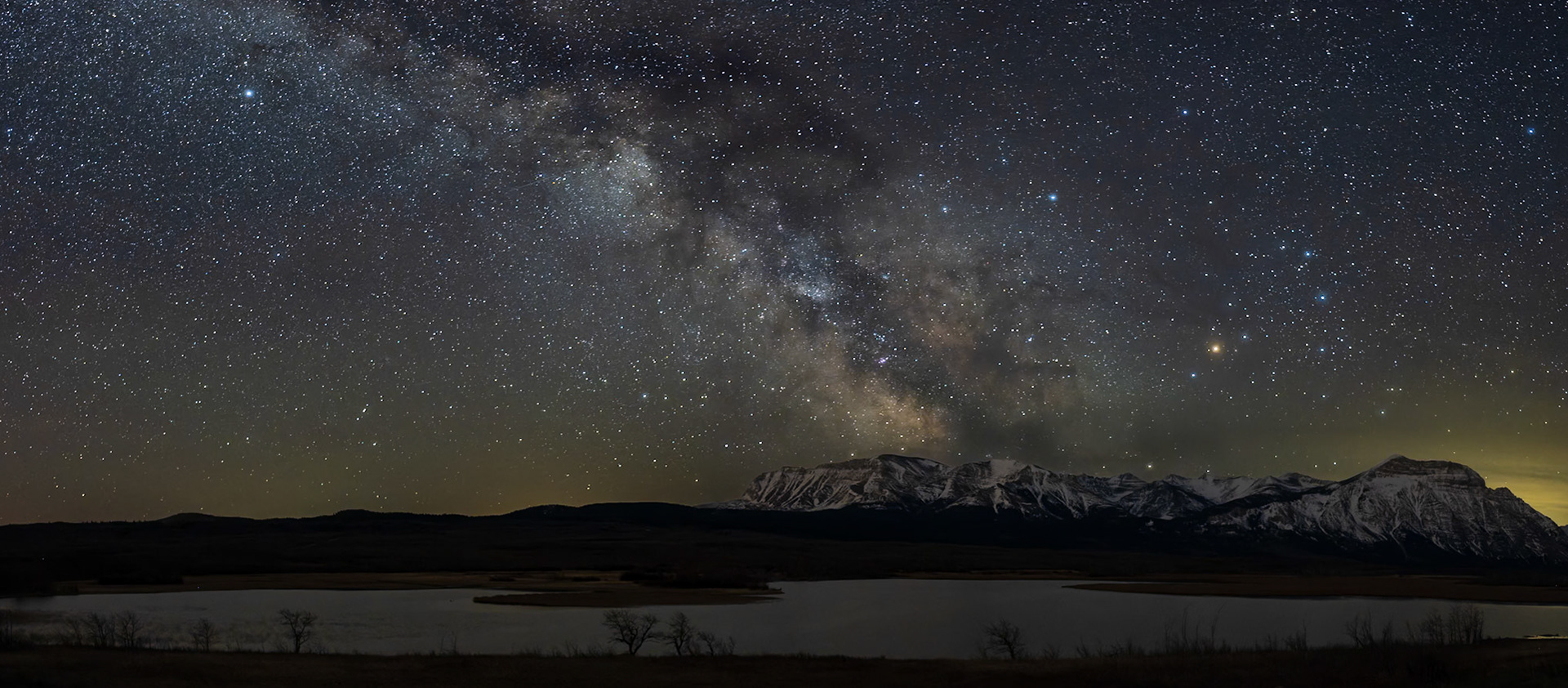 The Milky Way above the Maskinonge wetlands in Waterton Lakes National Park, Alberta.