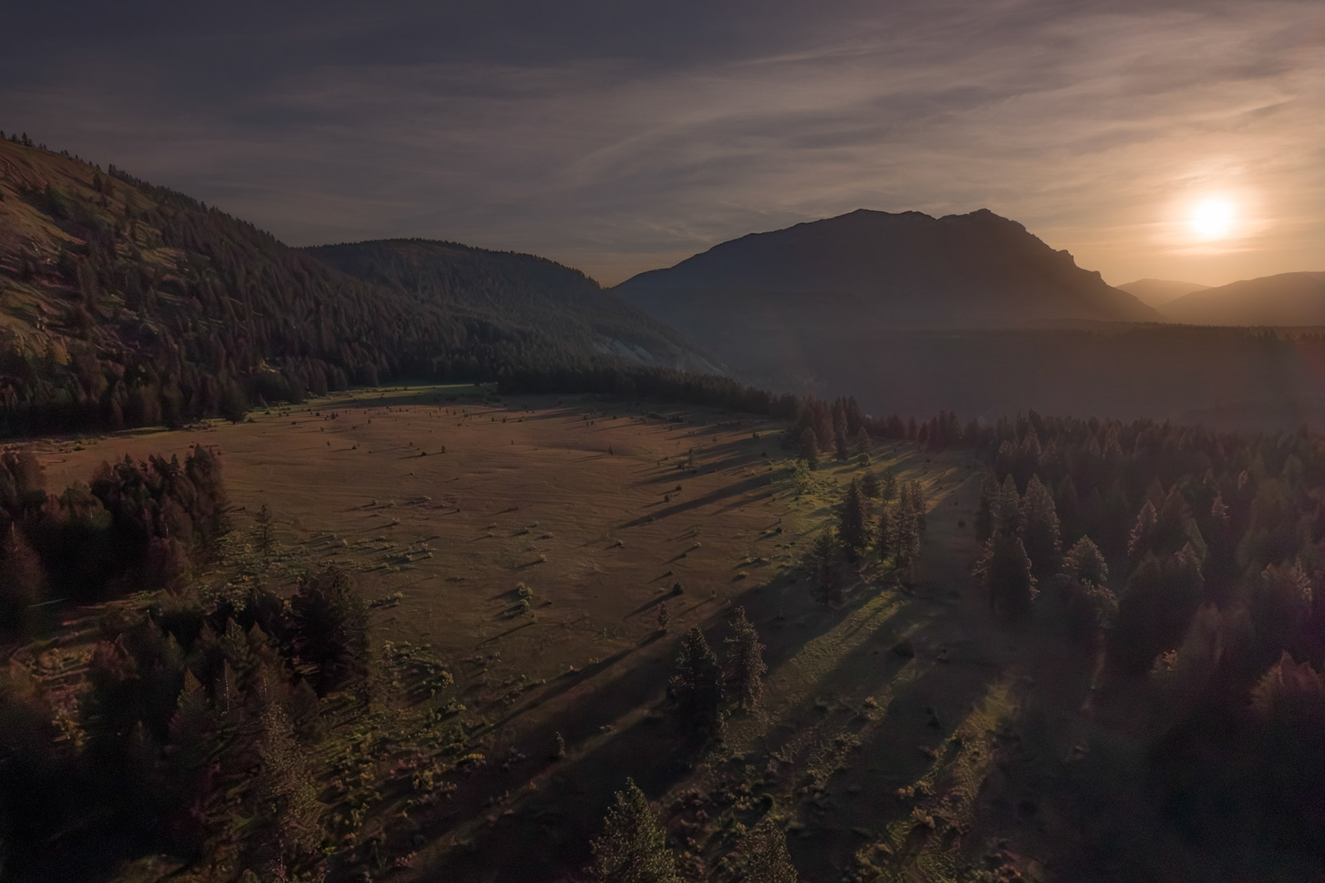 Sunrise near Elko, British Columbia.