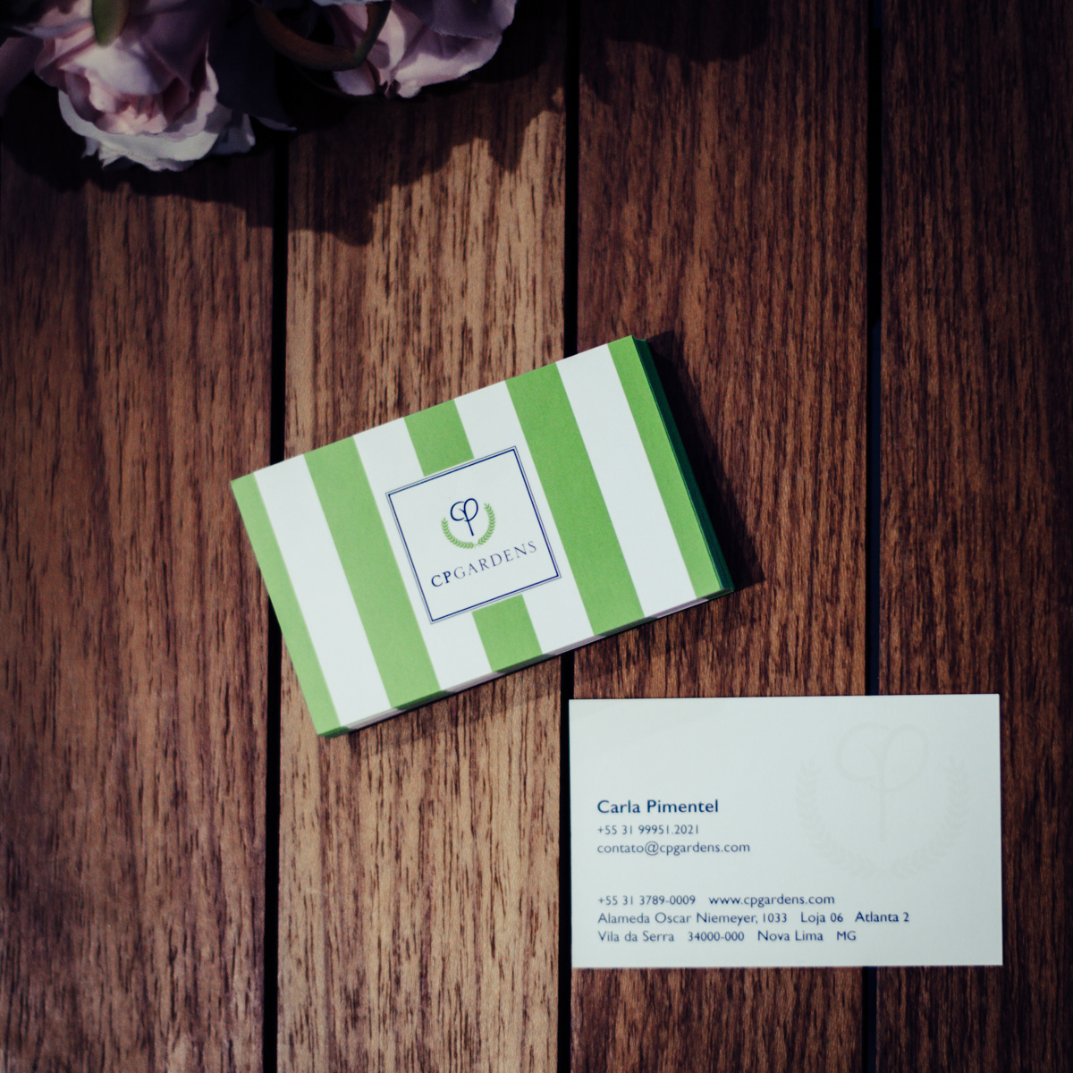 CP Gardens' business card.