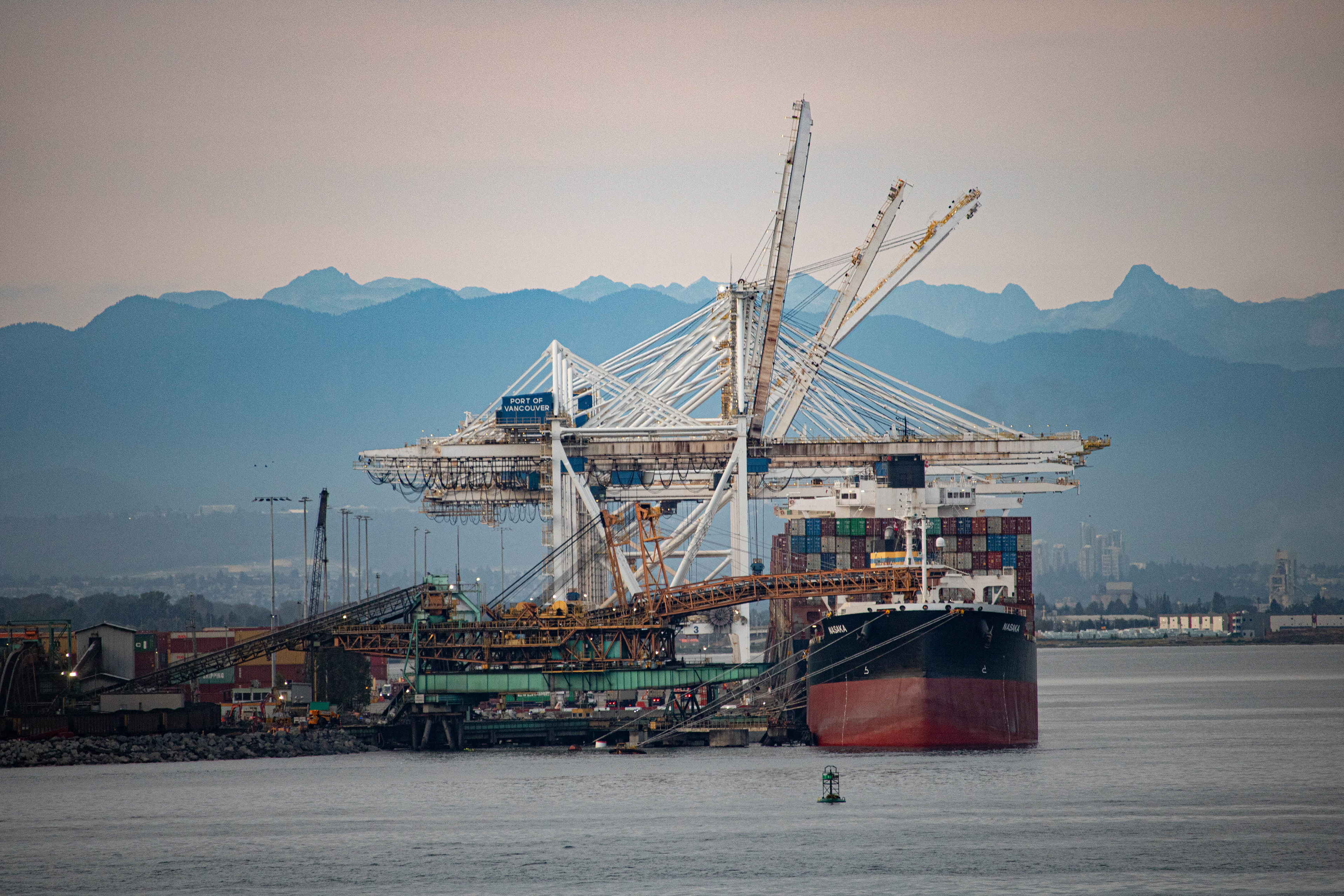 Port of Vancouver with the Coastal Mountain Range as a Backdrop