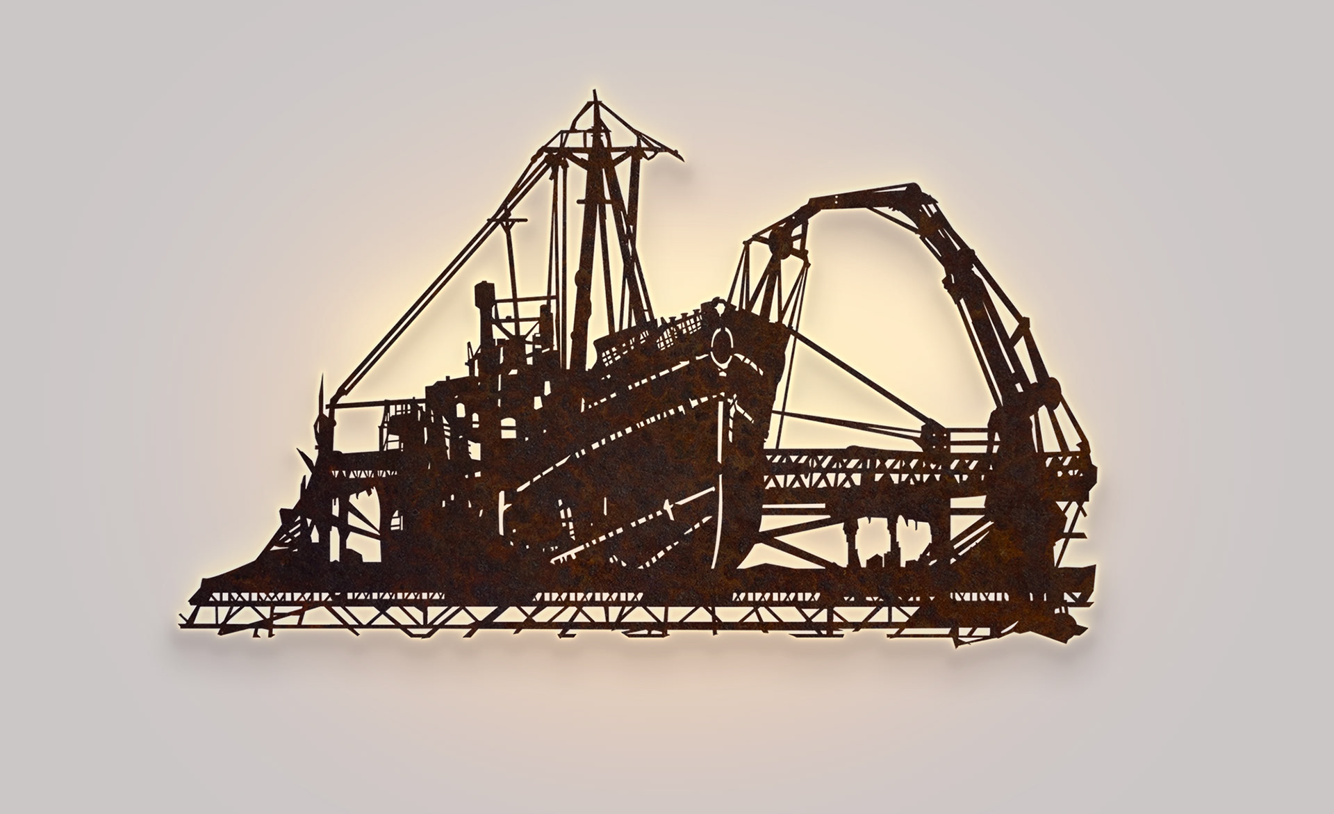 Crane | 2017 | metal, laser cutting, LED lights | 74x45cm