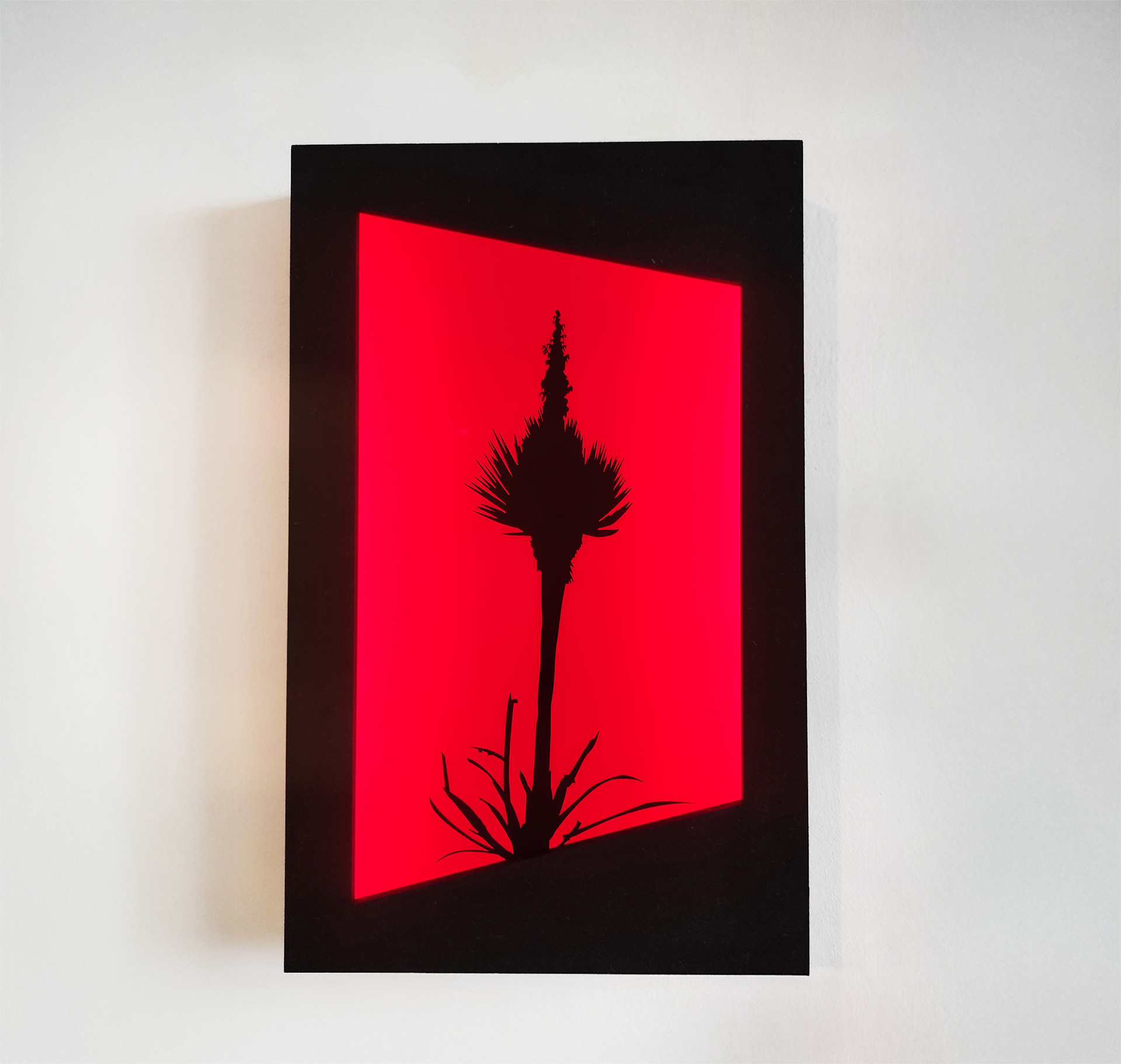 Hilton | 2022 | MDF, laser cutting, LED lights, perspex, vinyl stickers | 122x84x4 cm