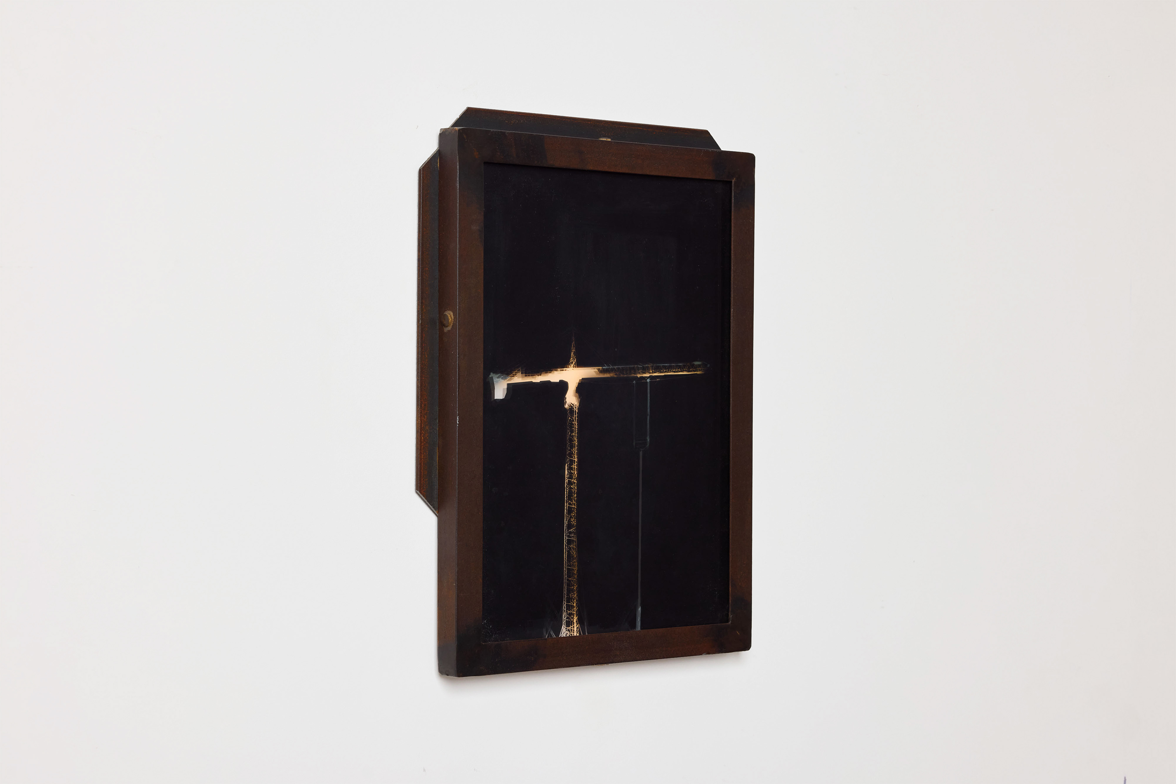 Crane 24 | 2024 | transparencies, metal, perspex, LED lights | 42x27x4 cm