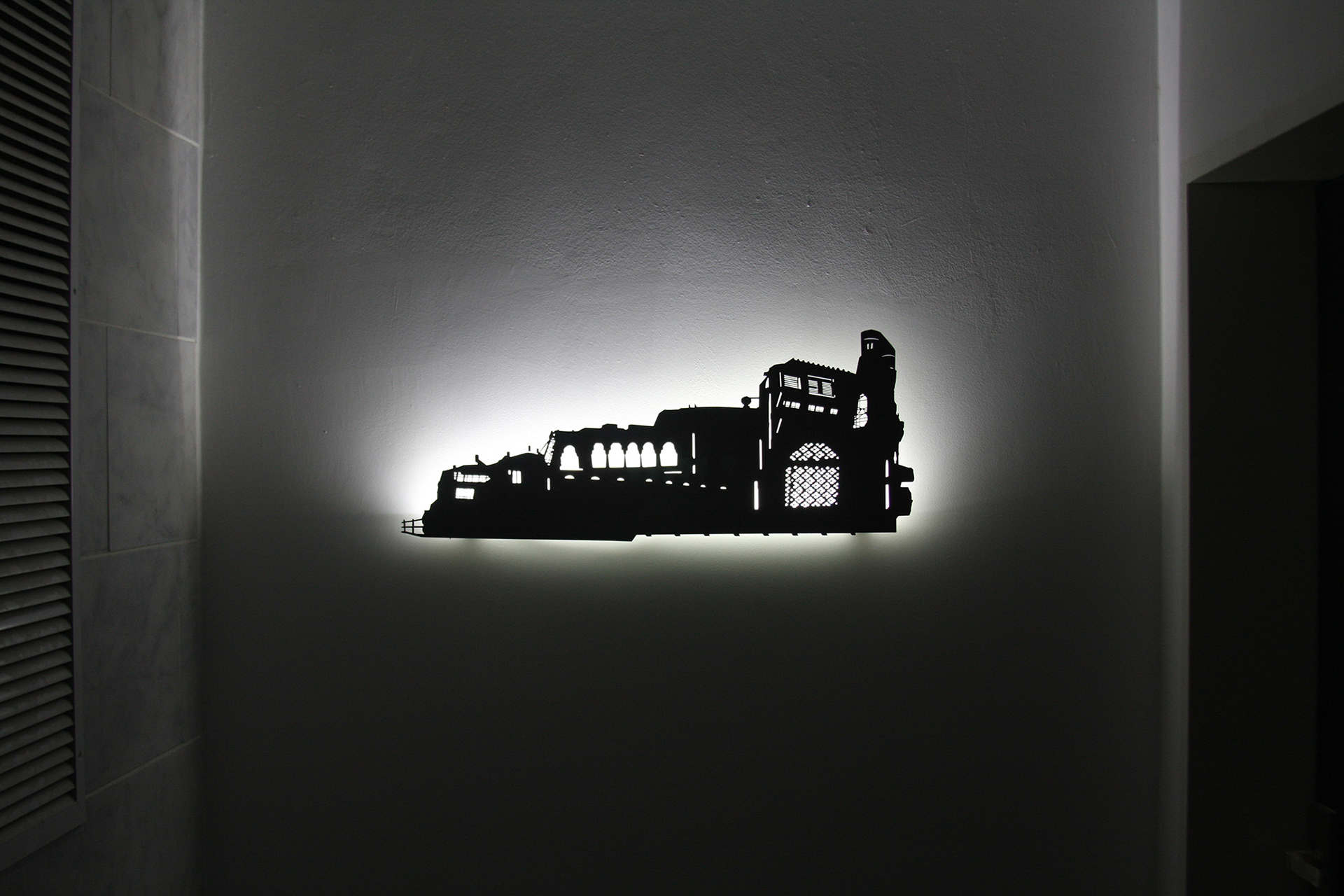 Chlenov floor 2 | 2017 | Metal, LED lighting, industrial paints | 60x45cm | industrial paints, 70x50 cm