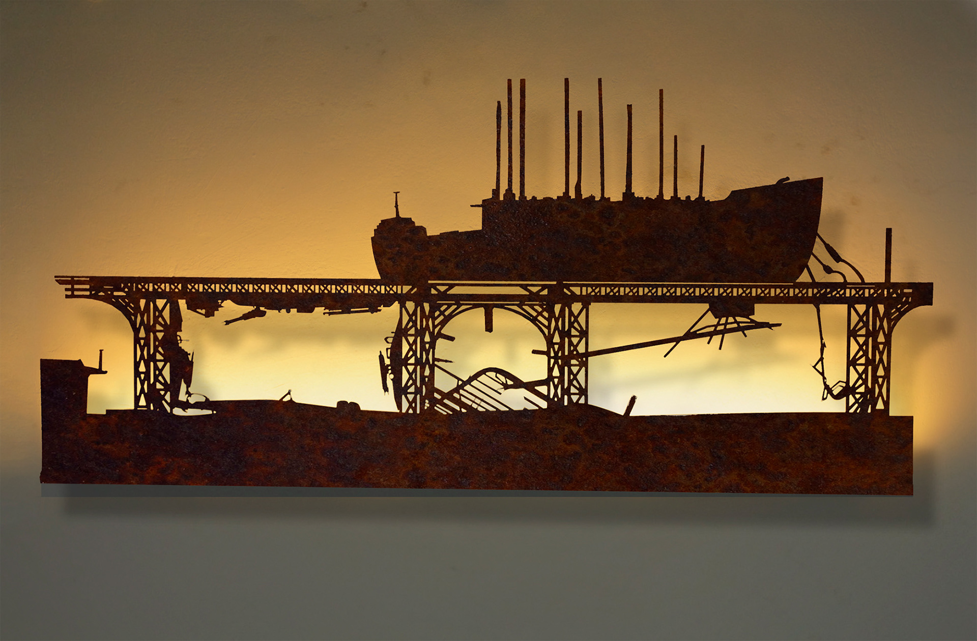 Off | 2015 | metal, laser cutting, LED Lights | 131x61 cm