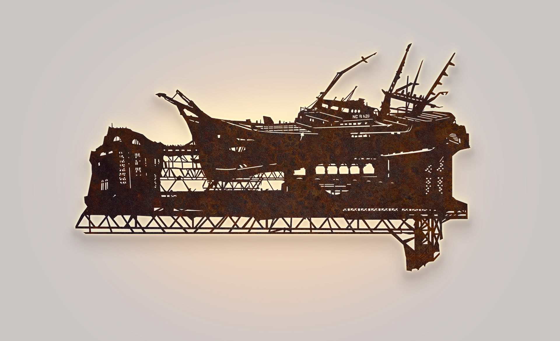 Bridge | 2017 | metal, laser cutting, LED lights | 74x45cm