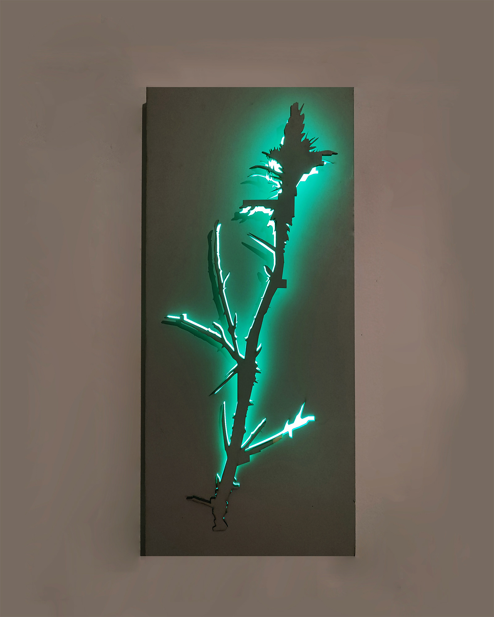 Growth segment no.13 | Rathaus, Norderstedt, Germany | 2018 | Wood, Laser cutting, Paint, LED lights | 50x30 cm