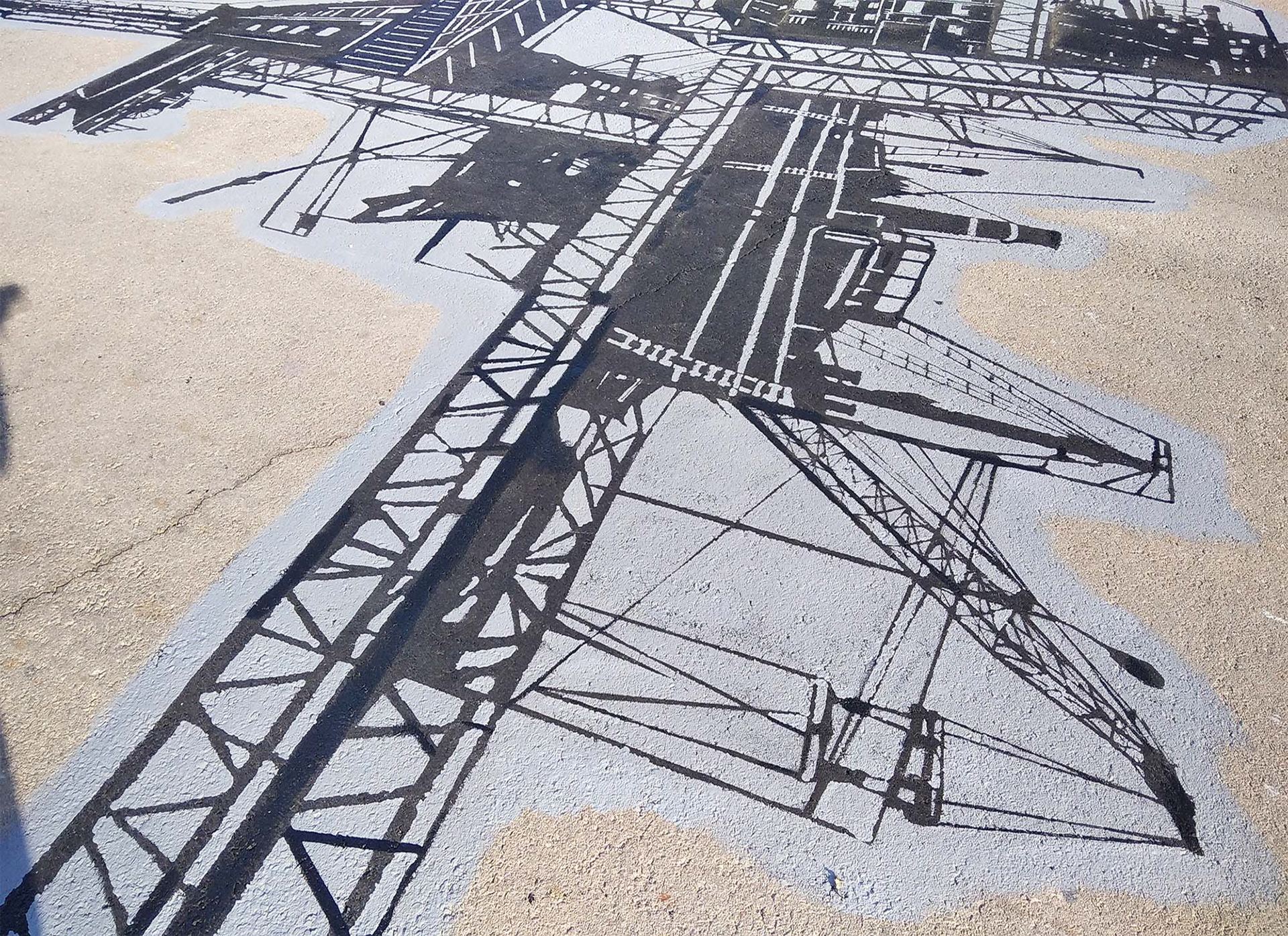 Shifting | detail | 2021 | Eilat's deserted Airport Runway exhibition | Industrial paint | 11x11m