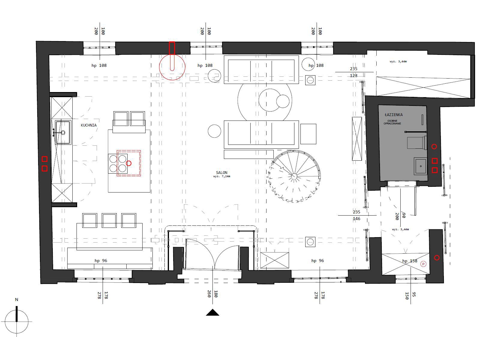 układ funkcjonalny apartamentu