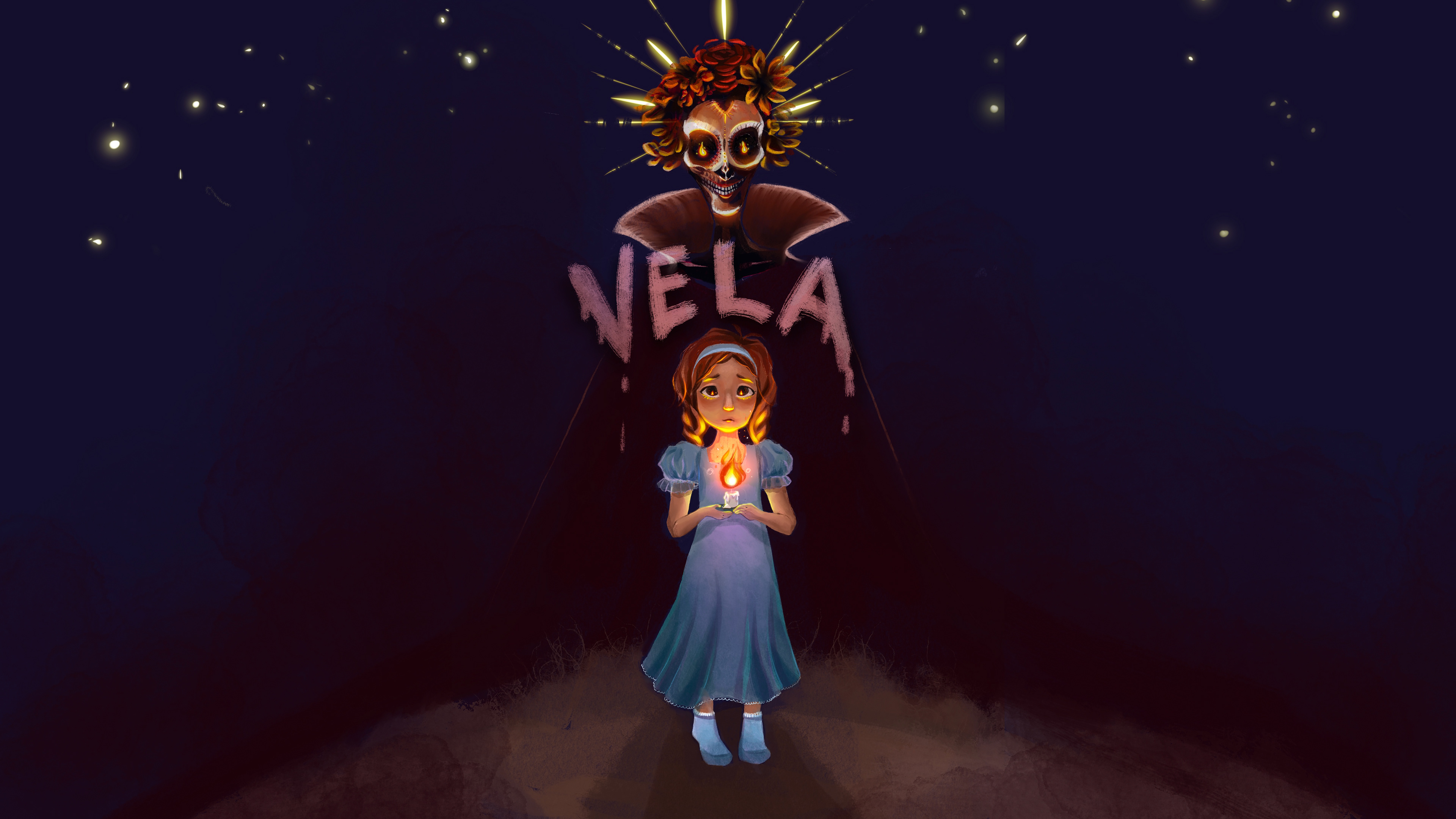 Vela Film Horizontal Banner - La Catrina behind Xime