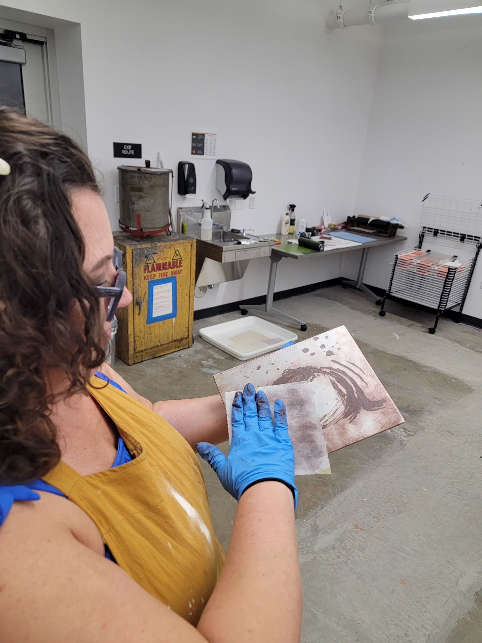 Printing the sugar lift zinc plate.