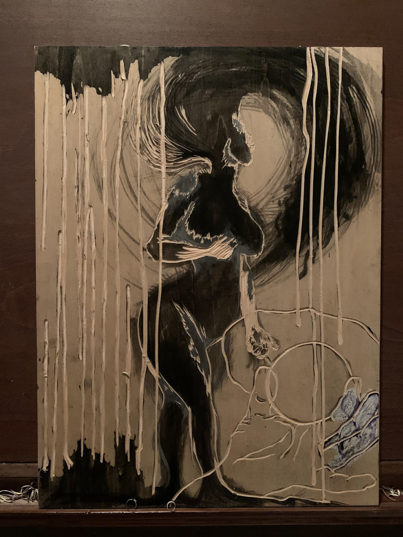 Shina woodblock carve.