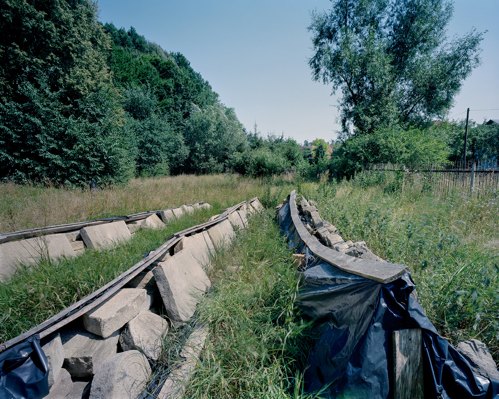 Recovered headstones deposited in the Jewish cemetery, Gorlice