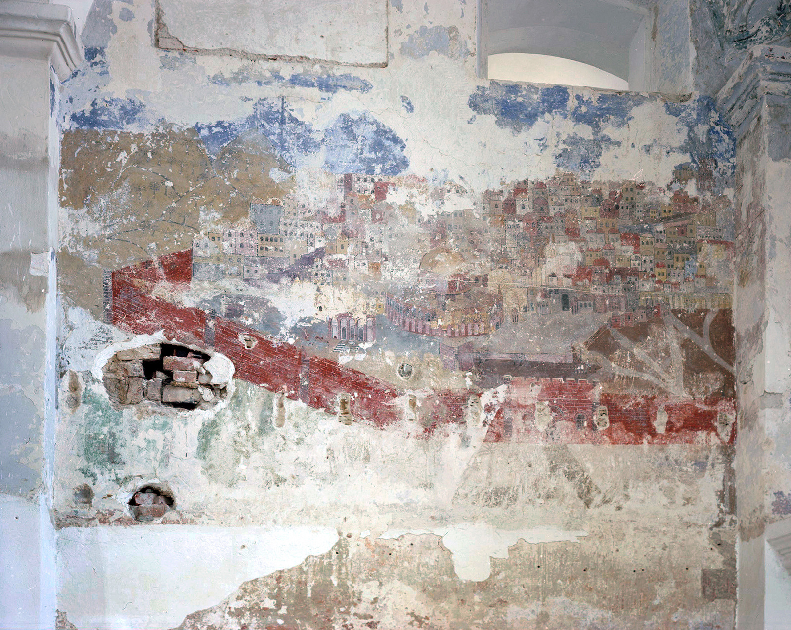 Unrenovated synagogue painting of Jerusalem, Bobowa