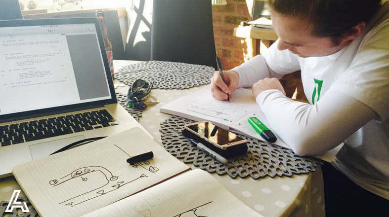 BTS snap of a briefing session with a client