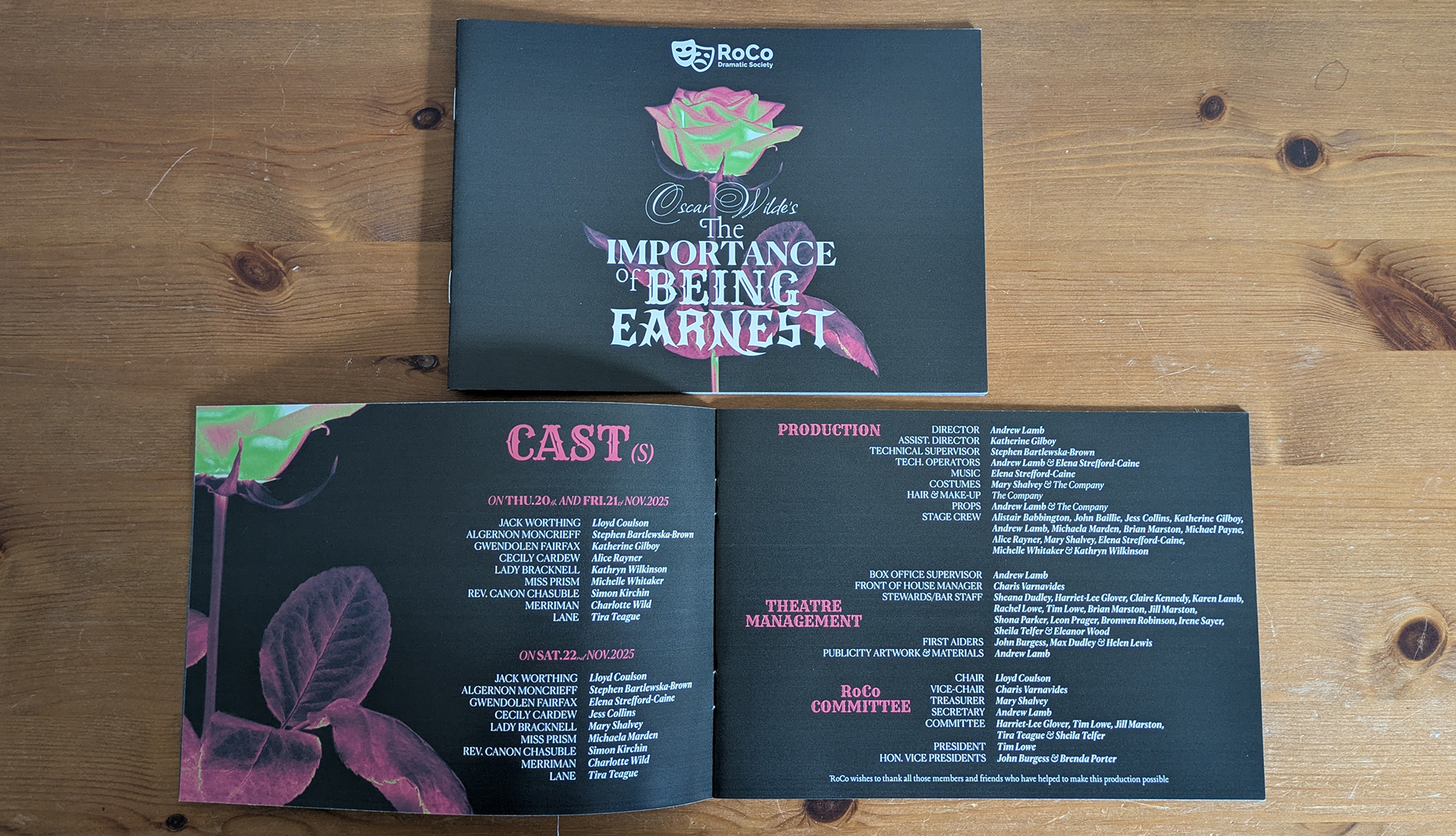 The programme for 'The Importance Of Being Earnest' (2025)