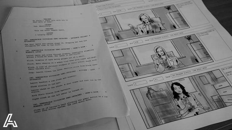 Storyboards I produced for the short film Gene (2015), in use whilst on location during the shoot