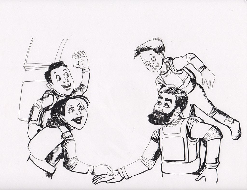 Original Ink Drawing for Holiday Card