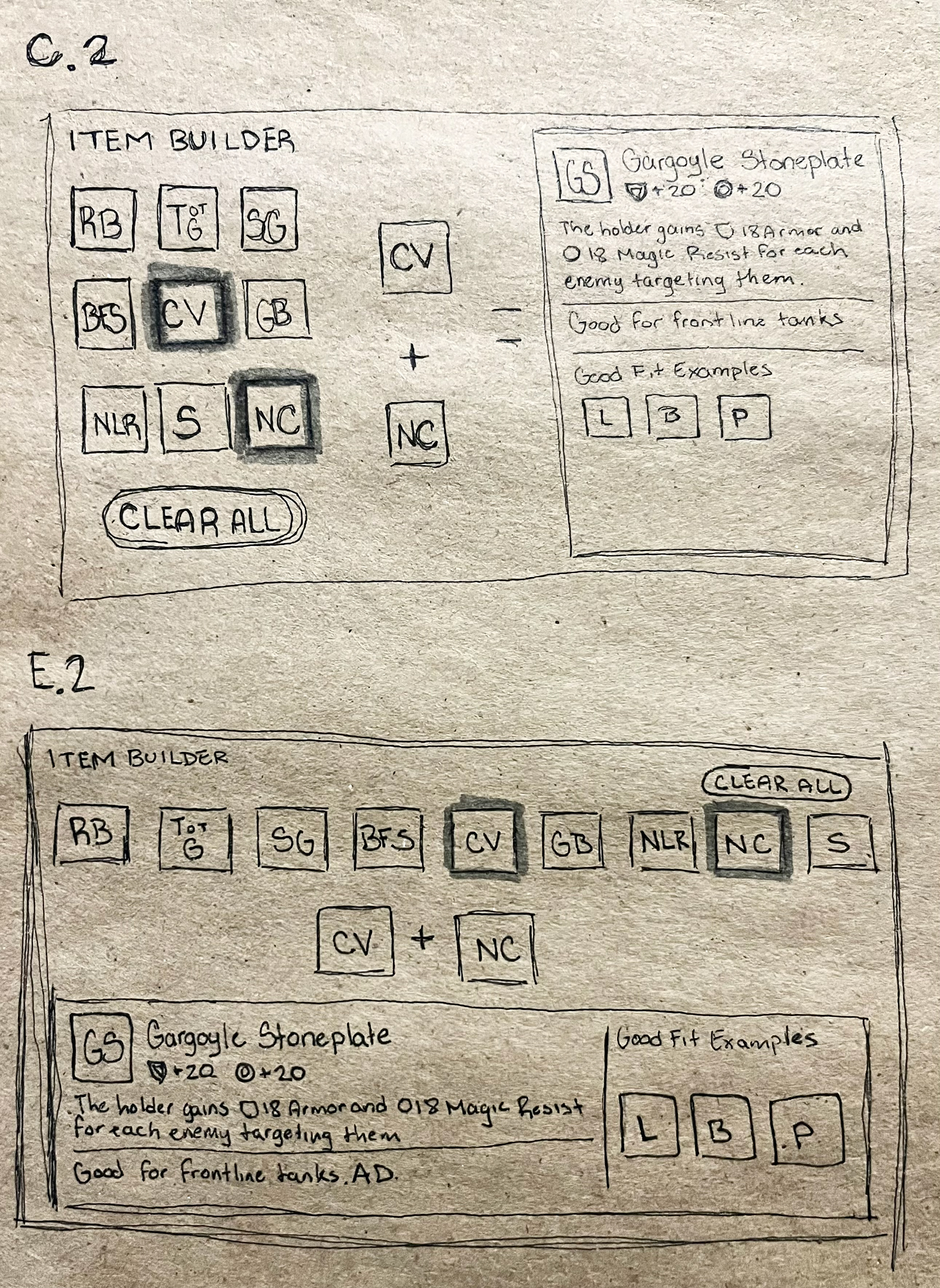 More thought out versions C and E