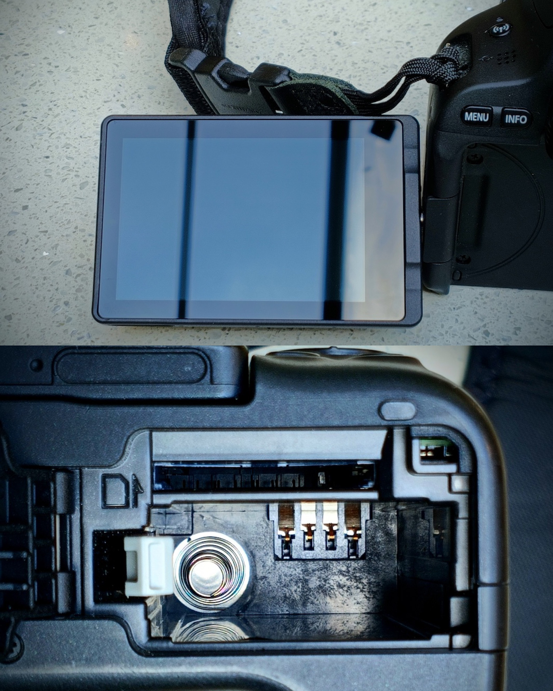 Canon SL2 Back LCD View + Batter / Card Slot
