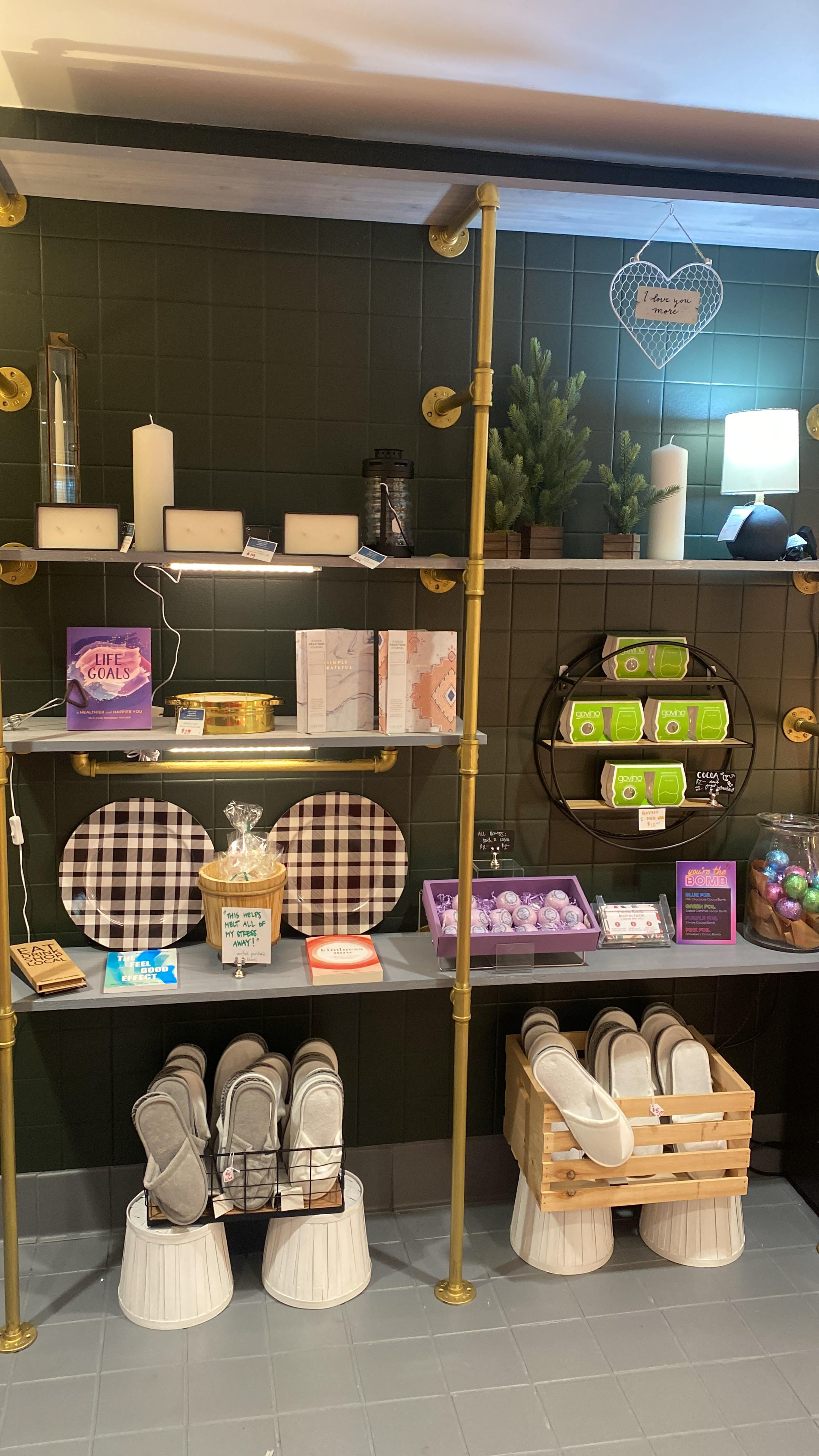 romantic chargers for picnics, slippers for a spa day, along with candles and wine glasses