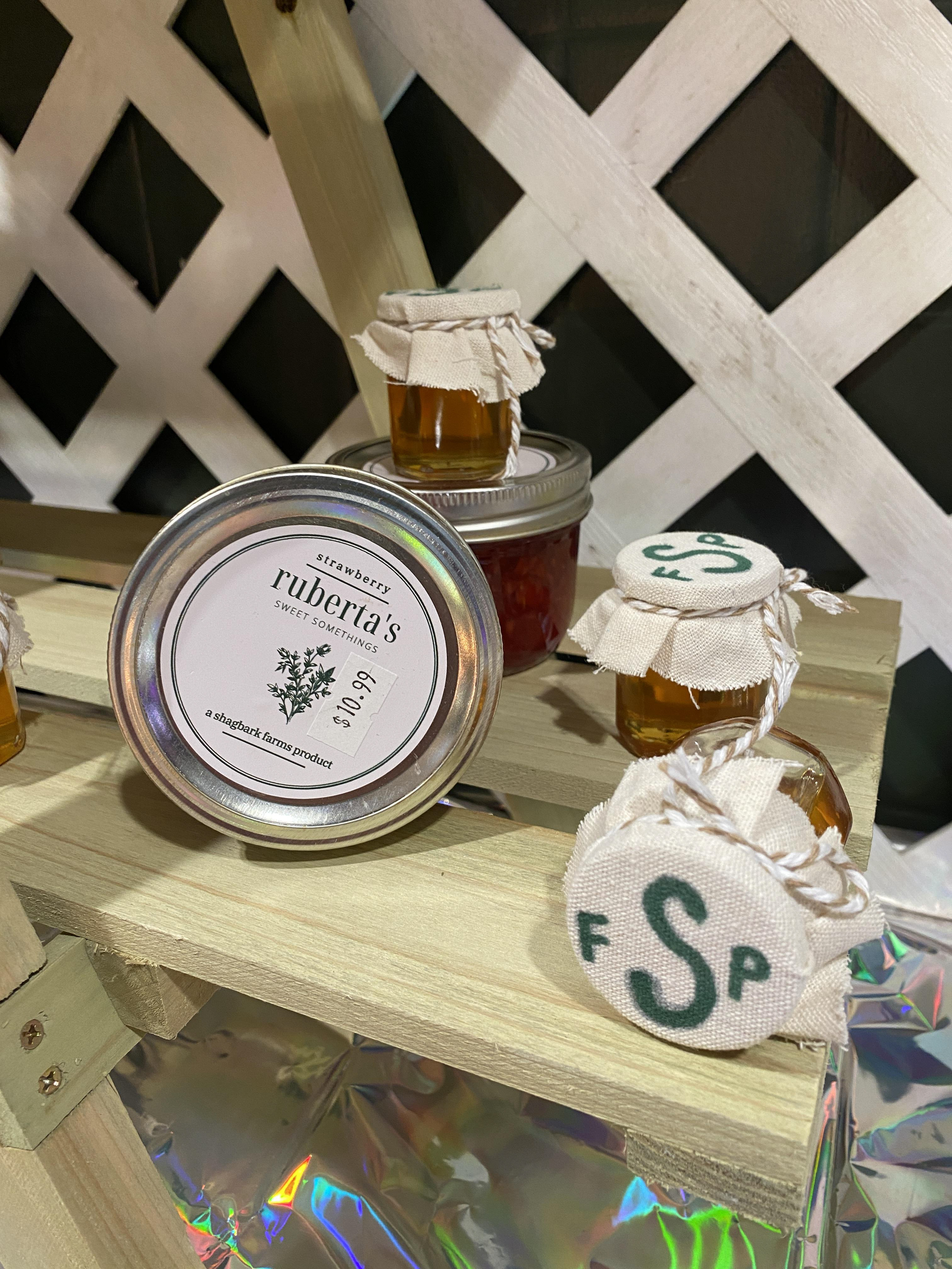 locally-sourced honey and strawberry preserves from a local heritage farm