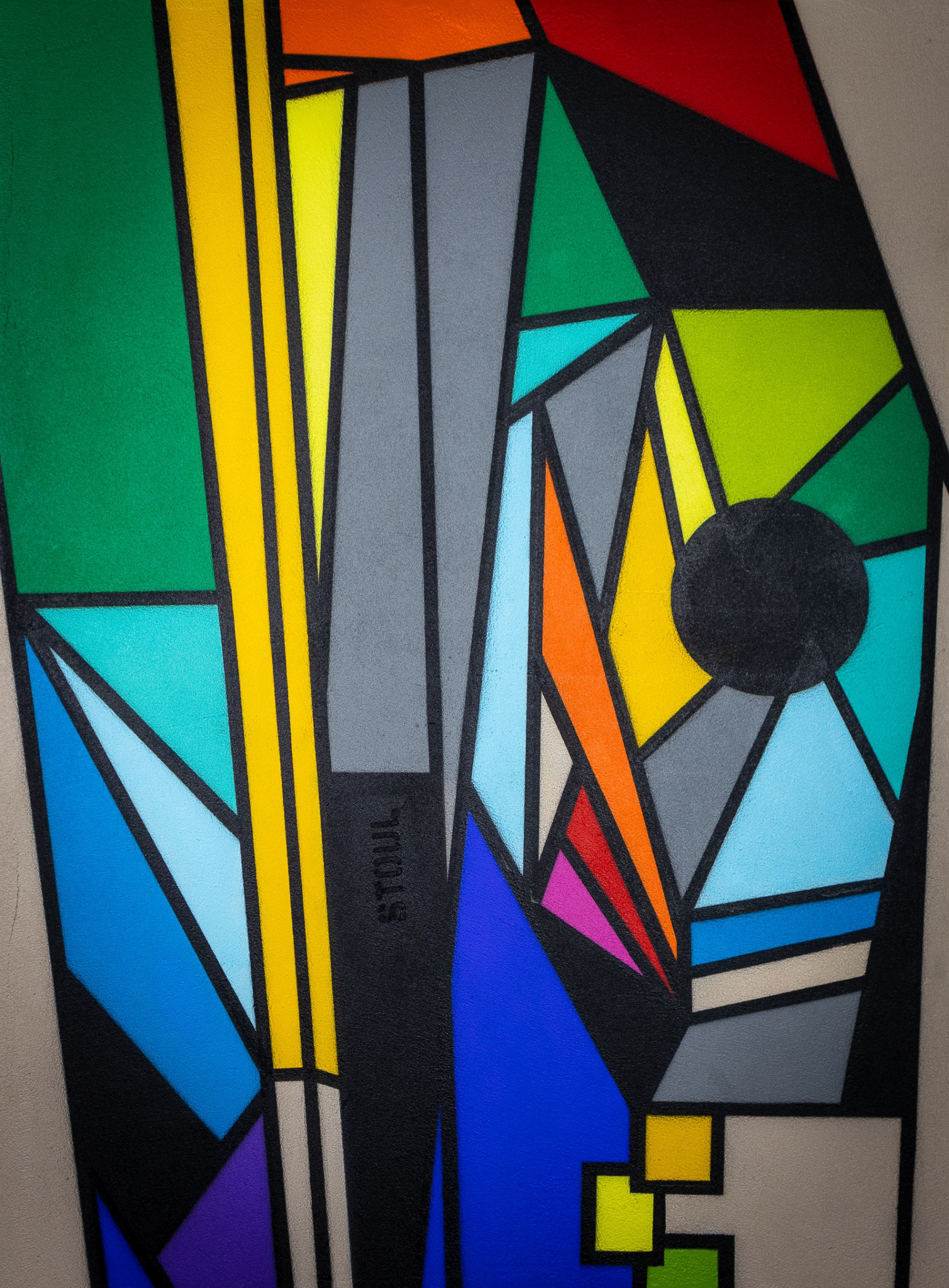 L’Œil de Daviel – Rue Daviel, Paris 13e, 2022 — Peinture acrylique et enduit pierre sur toile, caisse américaine en chêne, 81 × 60 cm.