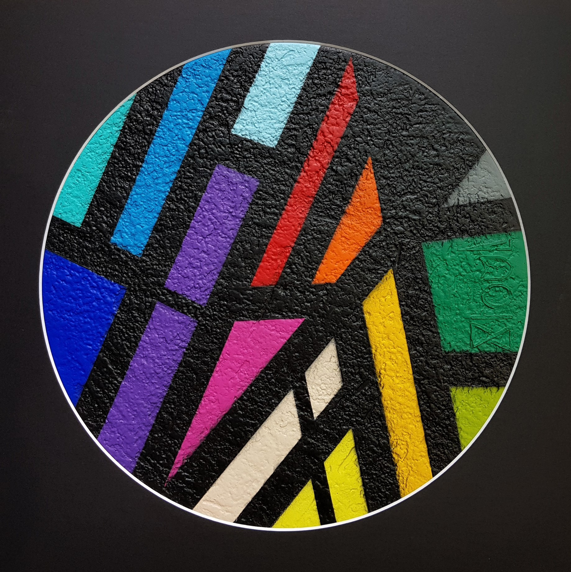"ORU 33T XI" 2021 Acrylique et pierre sur vinyle - Encadré 30x30 cm