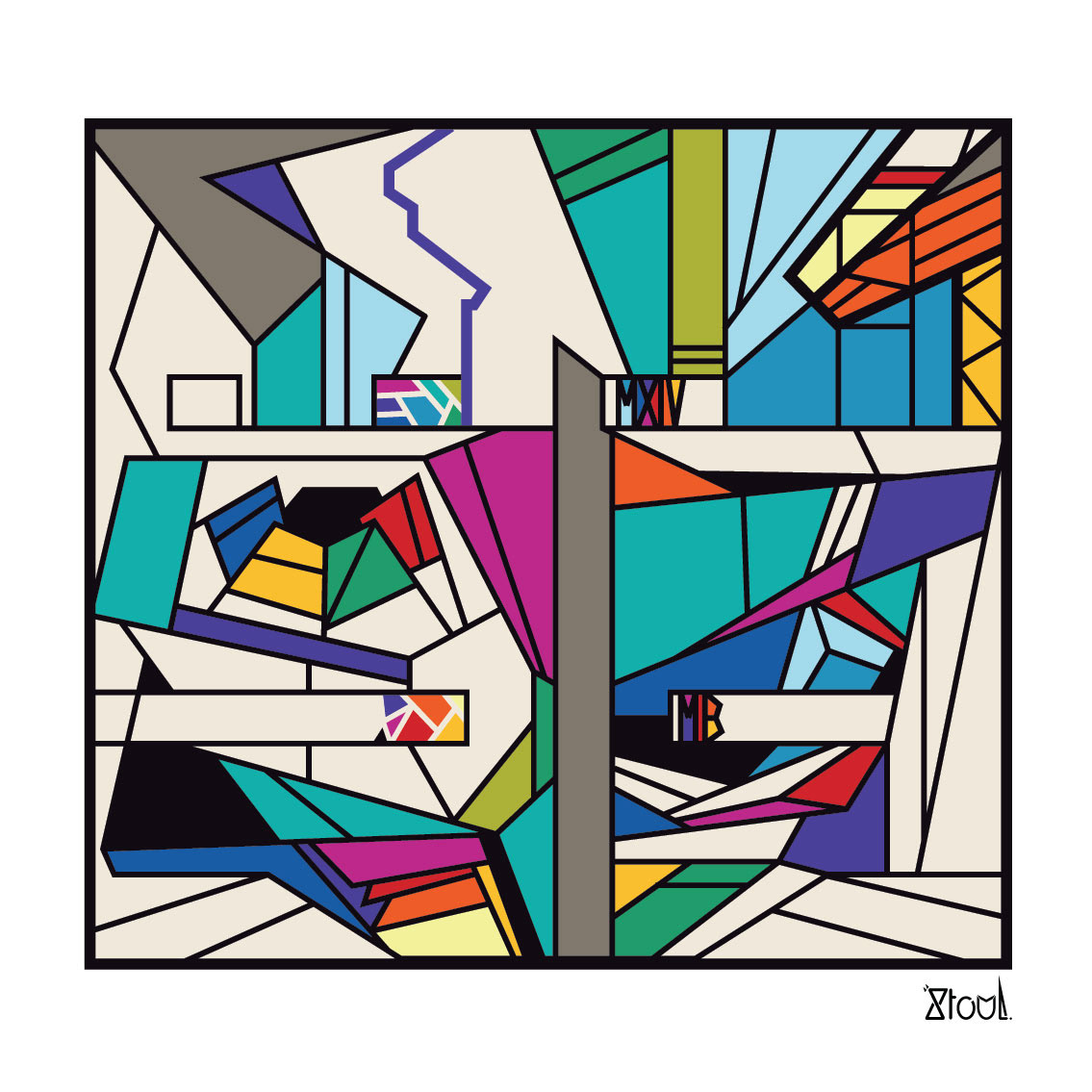 "ORU M XIV" 2021 Digigraphie sur papier beaux art mat fibré 200g - Edition 30 exemplaires numérotés signés 40x40 cm