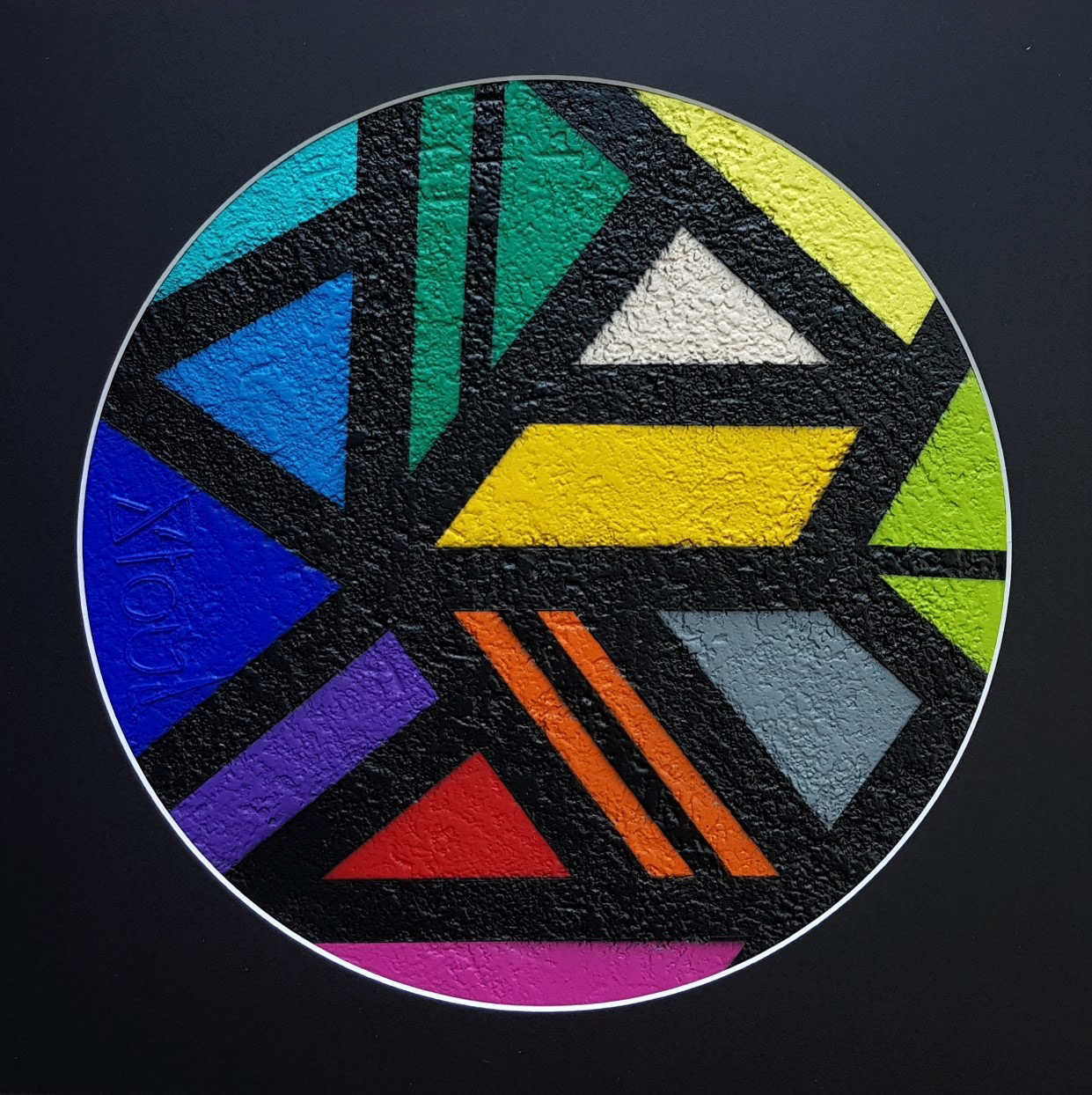 "ORU 33T VIII" 2021 Acrylique et pierre sur vinyle - Encadré 30x30 cm