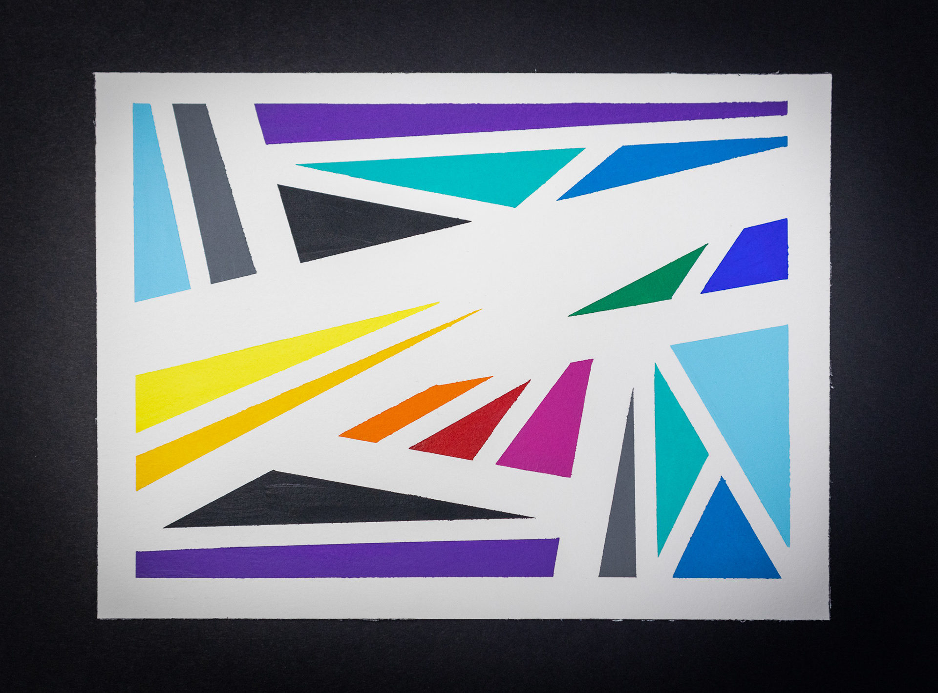 "Blanc I" 2022 Peinture acrylique et collages sur papier Arches 300gr - Encadré sous verre 30x40 cm