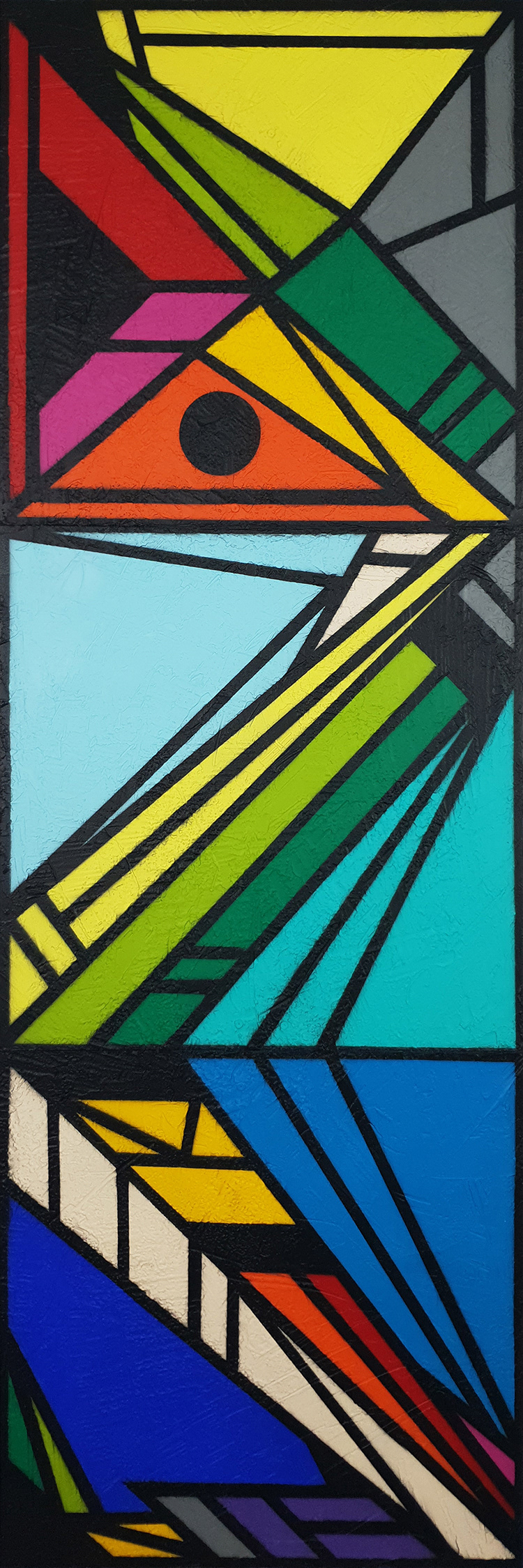 "ORU SWITCH I" 2020 Acrylique et pierre sur aluminium 120x40 cm