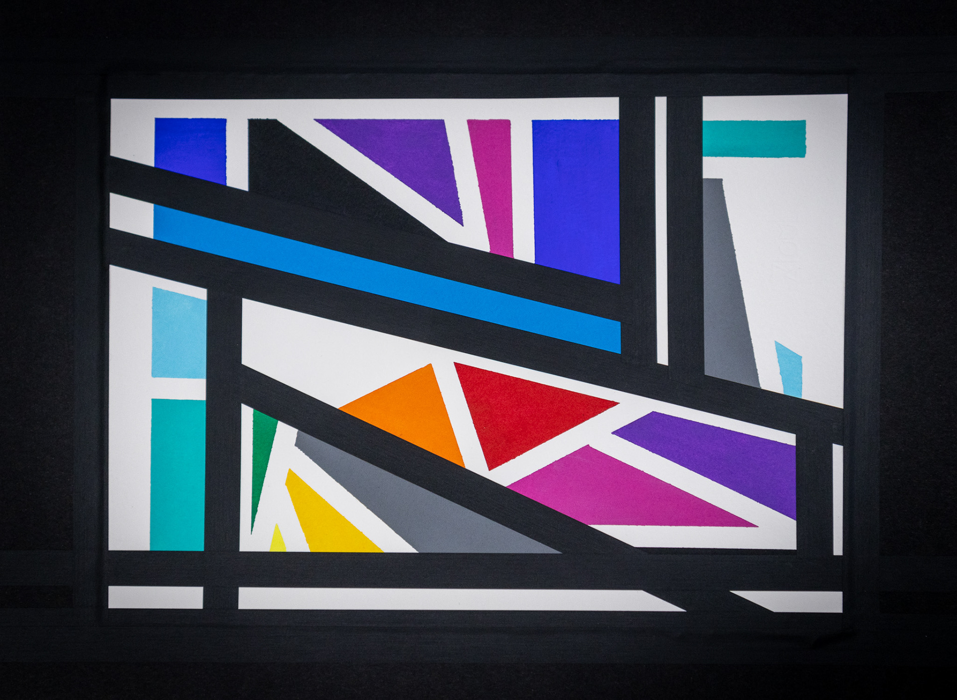 "Blanc et noir I" 2022 Peinture acrylique et collages sur papier Arches 300gr - Encadré sous verre 30x40 cm