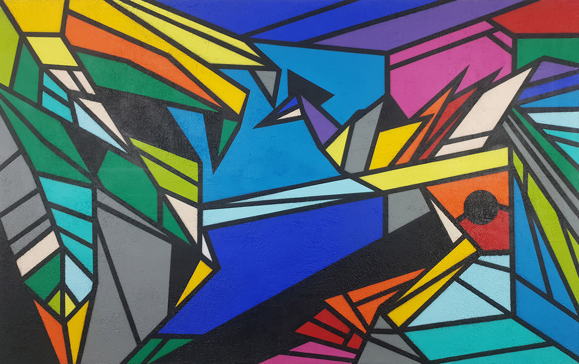 "ORU JUNGLE 1" 2020 Acrylique et pierre sur toile 73x116 cm