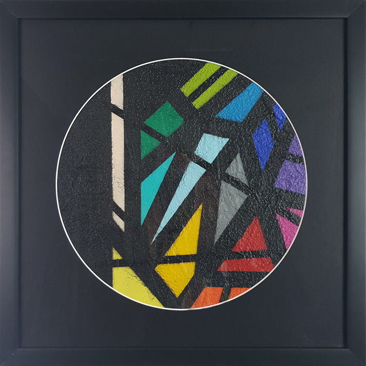 "ORU 33T VI" 2020 Acrylique et pierre sur vinyle - Encadré 30x30 cm