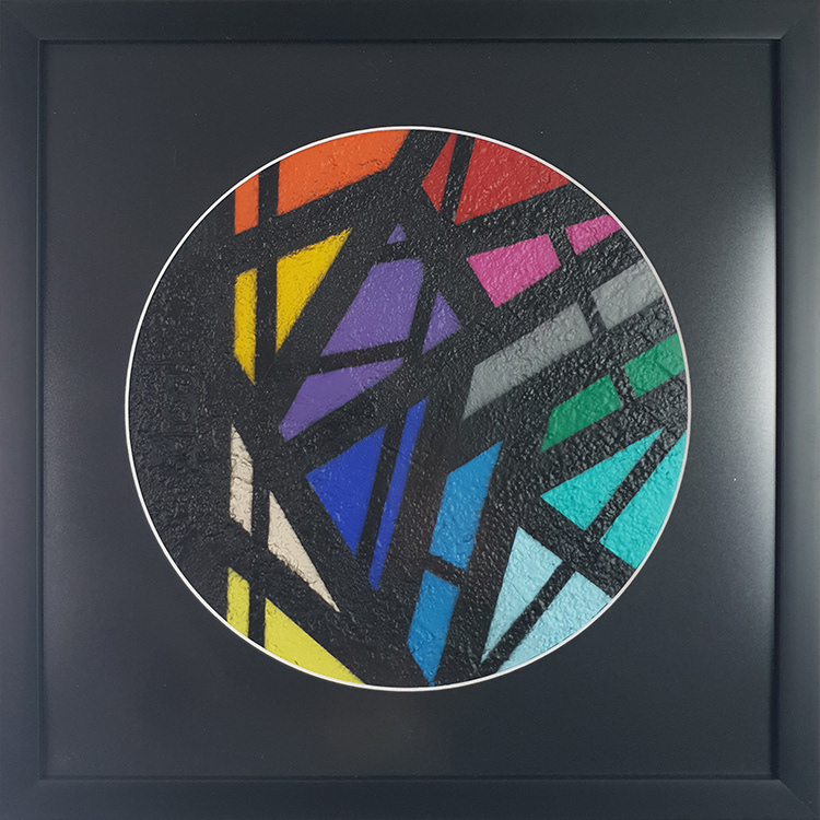 "ORU 33T VII" 2020 Acrylique et pierre sur vinyle - Encadré 30x30 cm