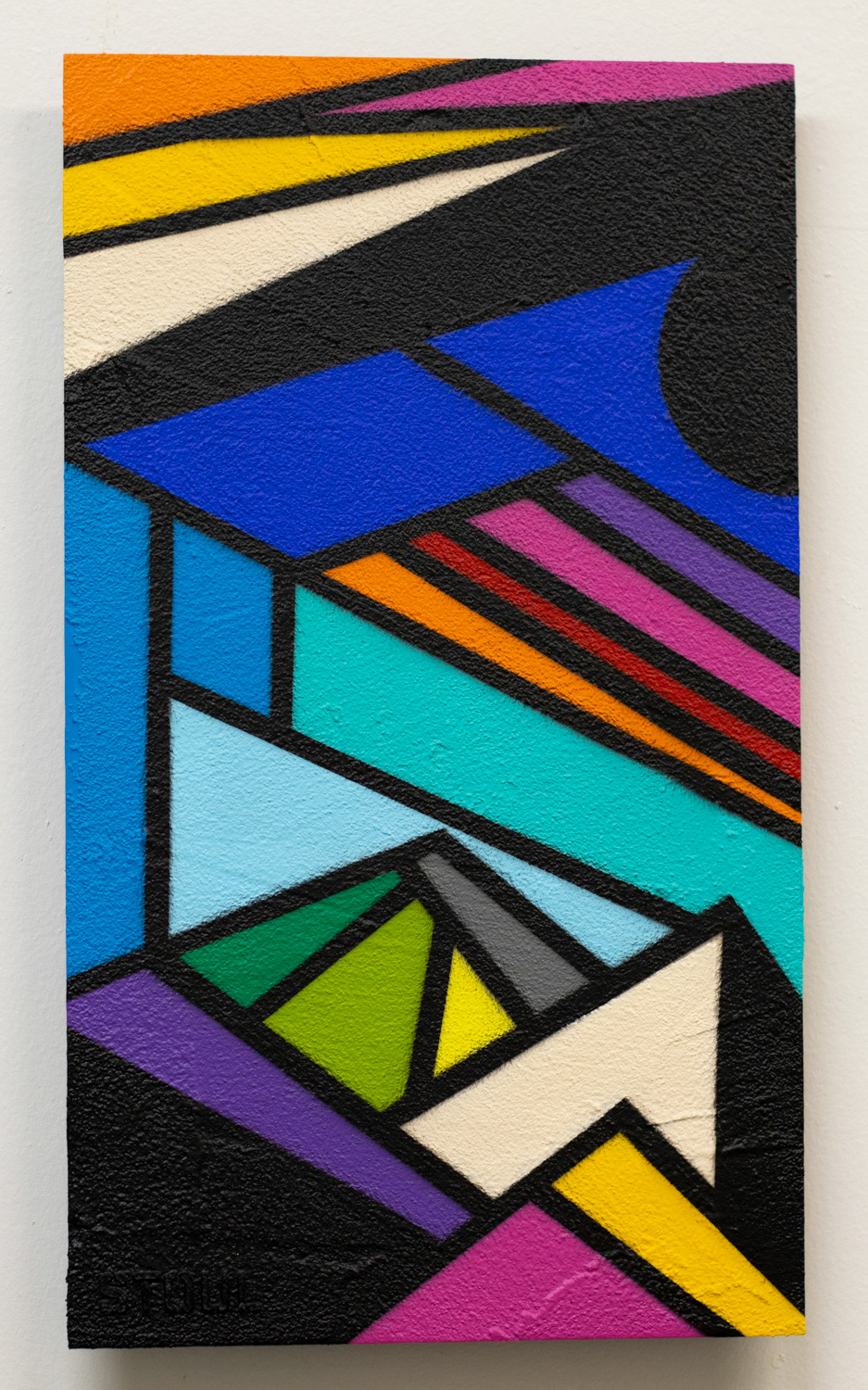 "ORU MONTAGNES" 2022 Peinture acrylique et enduit pierre sur bois - Caisse américaine - 38x22 cm