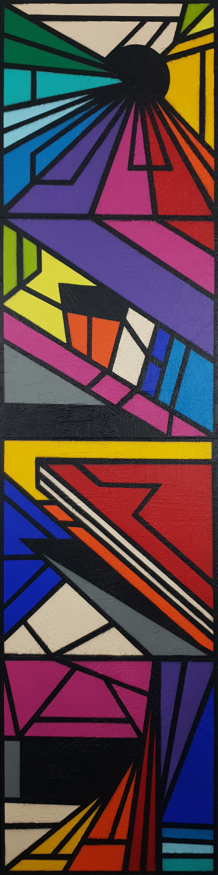 "ORU SWITCH III" 2020 Acrylique et pierre sur aluminium 160x40 cm