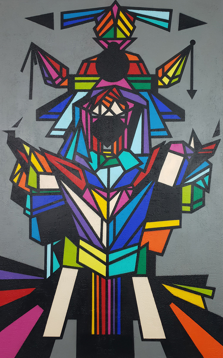"ORU SAMOURAI" 2020 Acrylique et pierre sur toile 130x81 cm