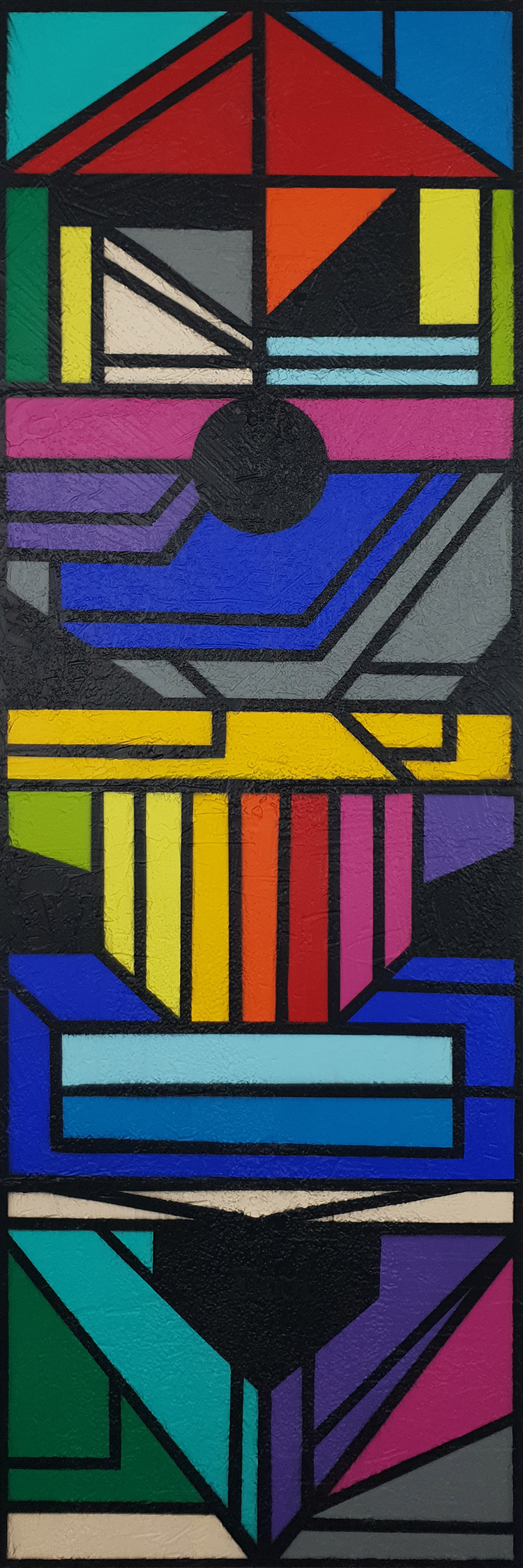 "ORU SWITCH II" 2020 Acrylique et pierre sur aluminium 120x40 cm